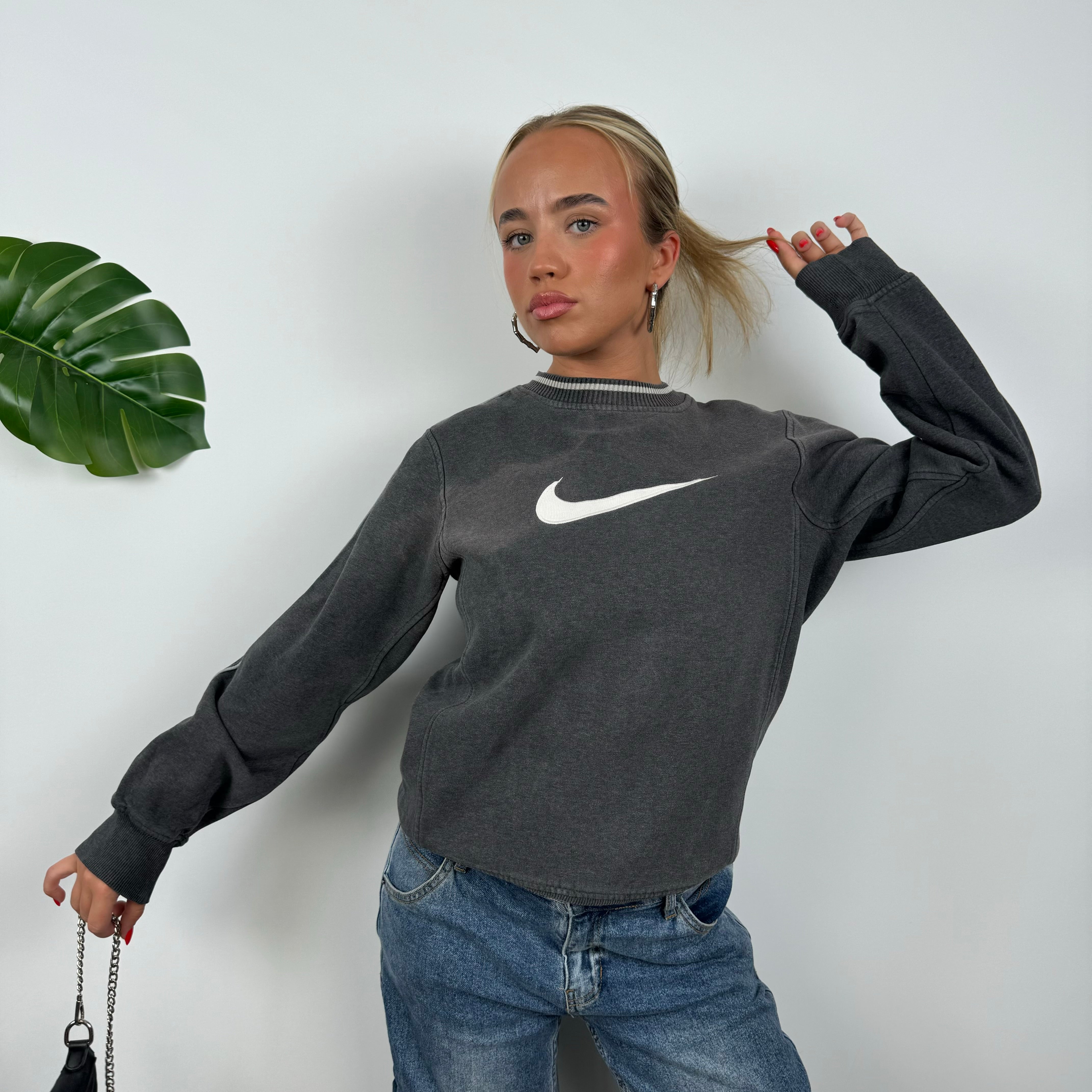 Nike Grey Embroidered Swoosh Sweatshirt (S)