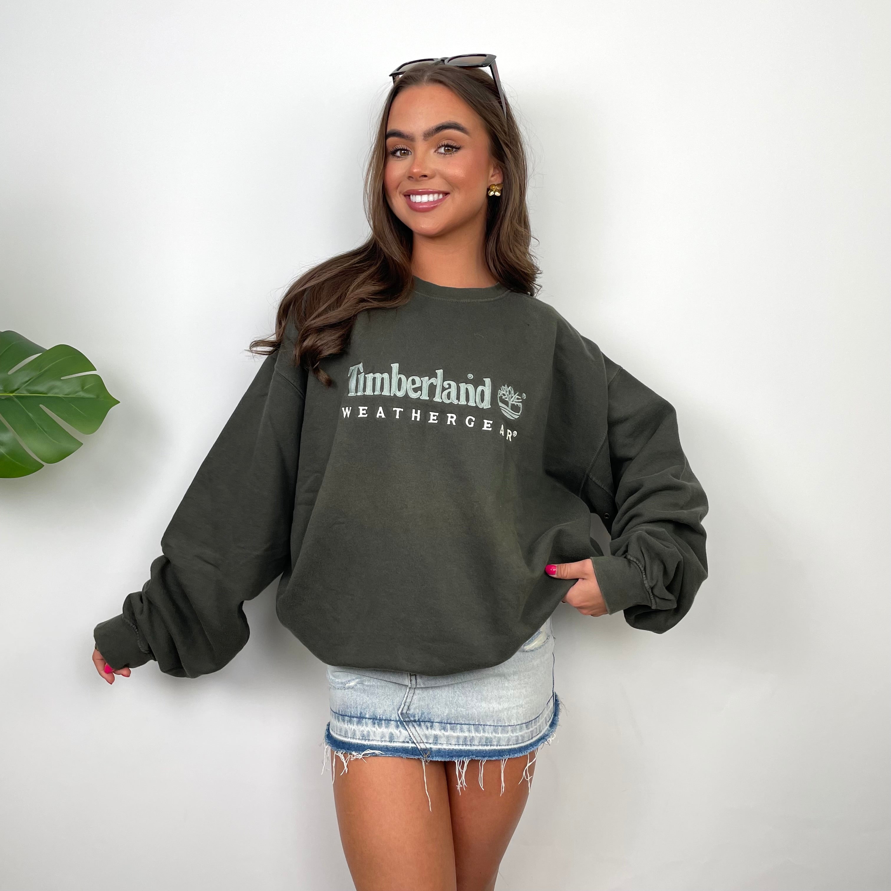 Timberland Dark Green Embroidered Spell Out Sweatshirt (XL)