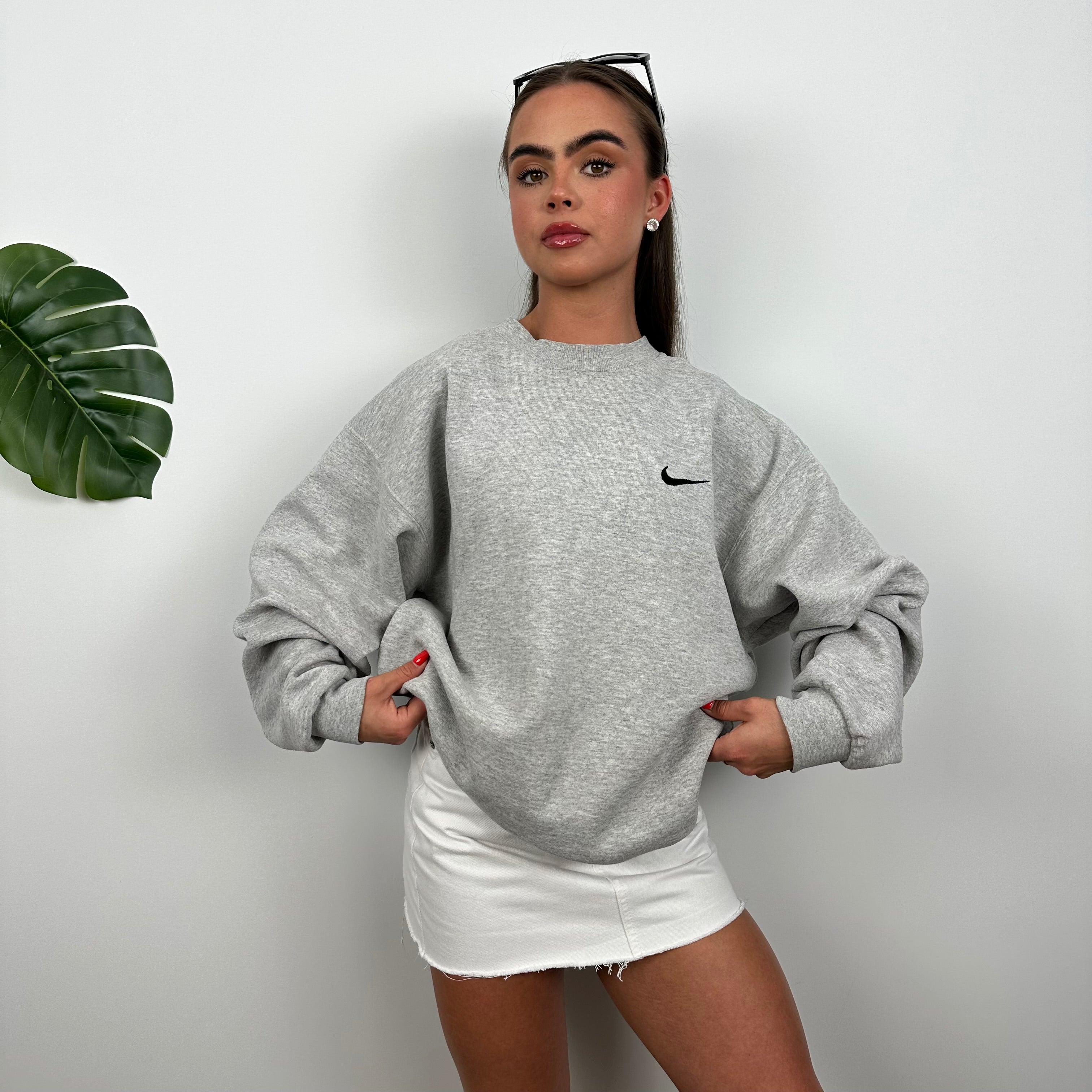 Nike Grey Embroidered Swoosh Sweatshirt (XL)