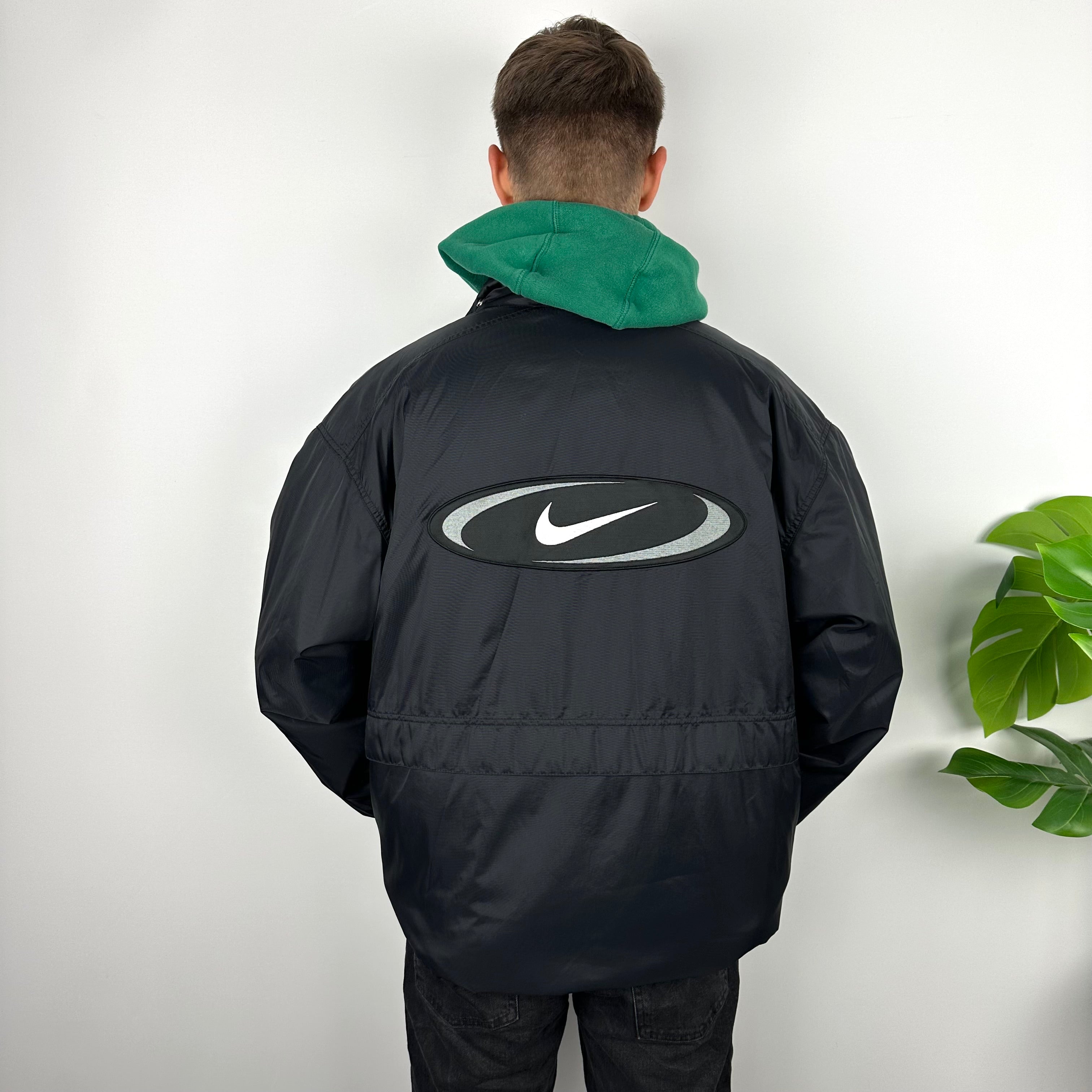 Nike Black Embroidered Swoosh Padded Jacket (L)