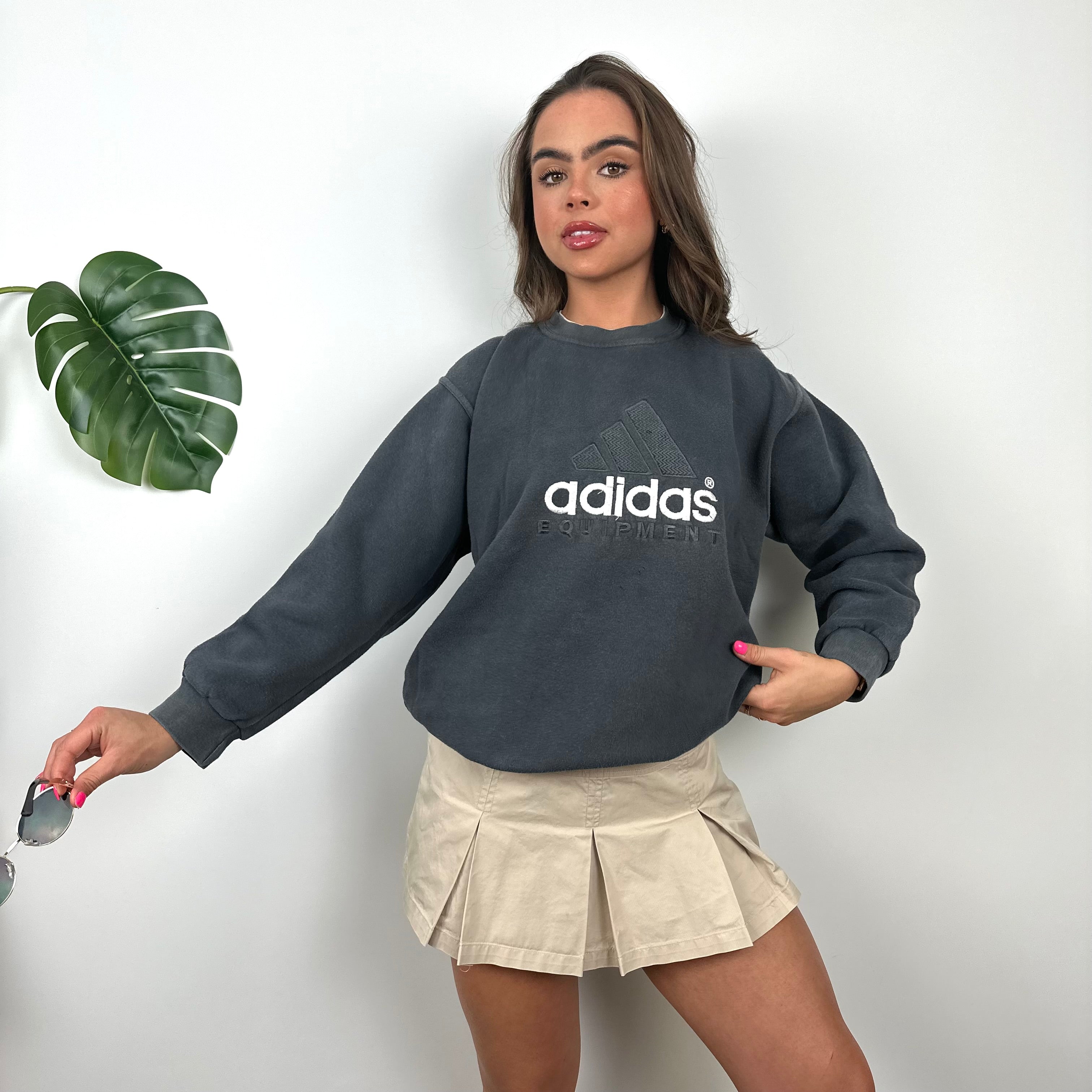 Adidas Equipment Grey Embroidered Spell Out Sweatshirt (S)