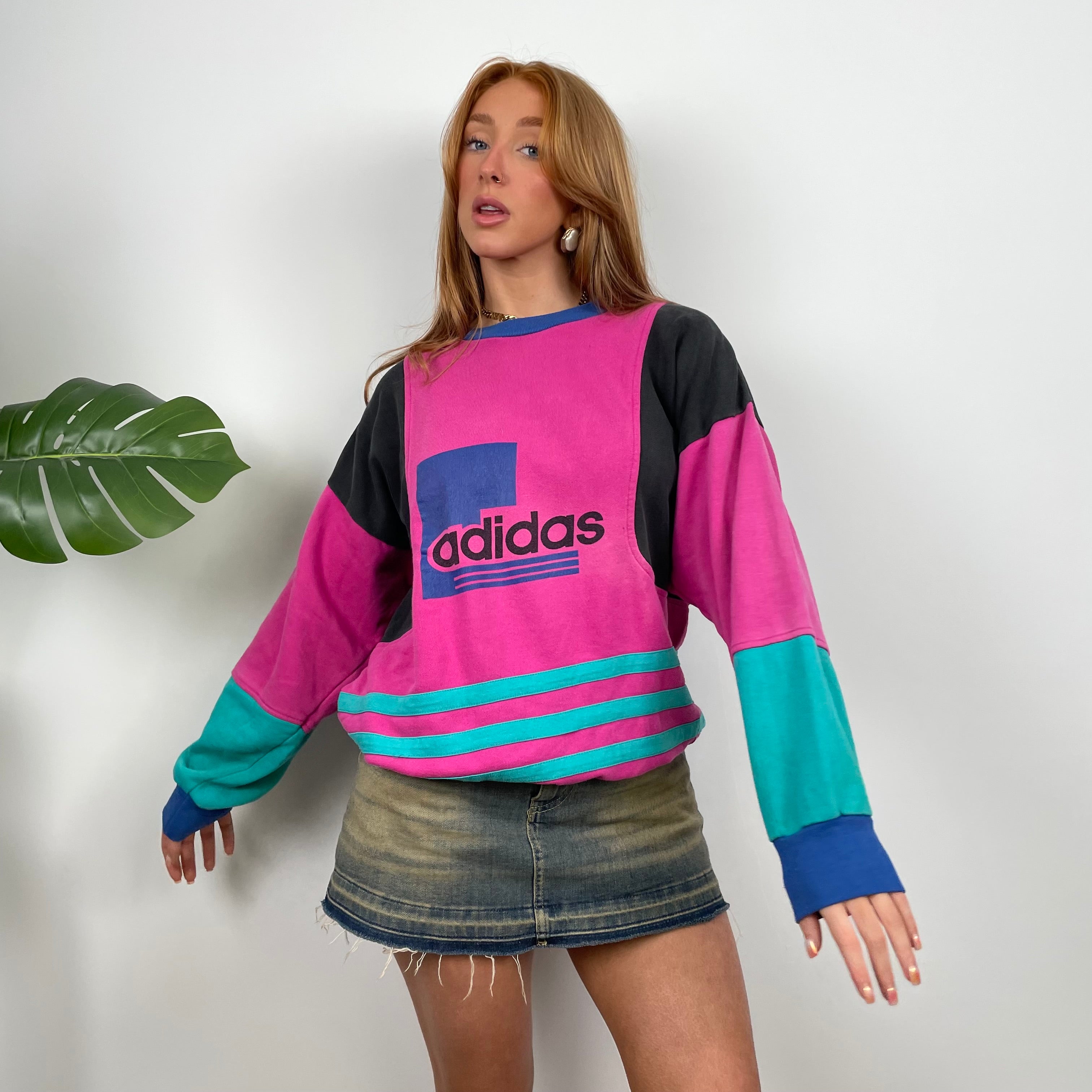 Adidas Pink Colour Block Sweatshirt (M)