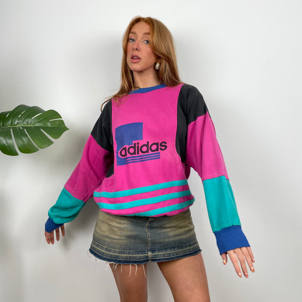 Adidas Pink Colour Block Sweatshirt (M)