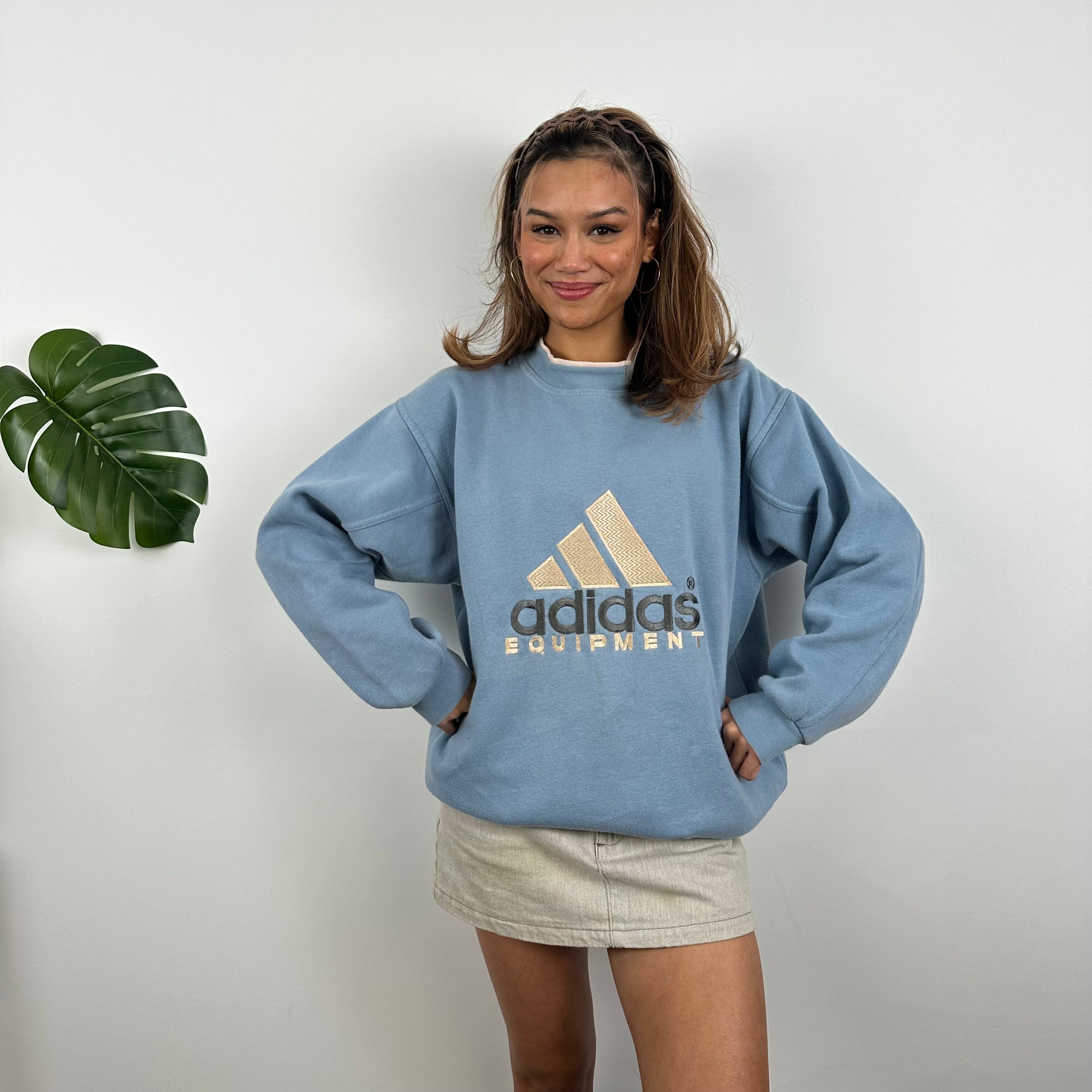 Adidas Equipment RARE Baby Blue Embroidered Spell Out Sweatshirt (L)