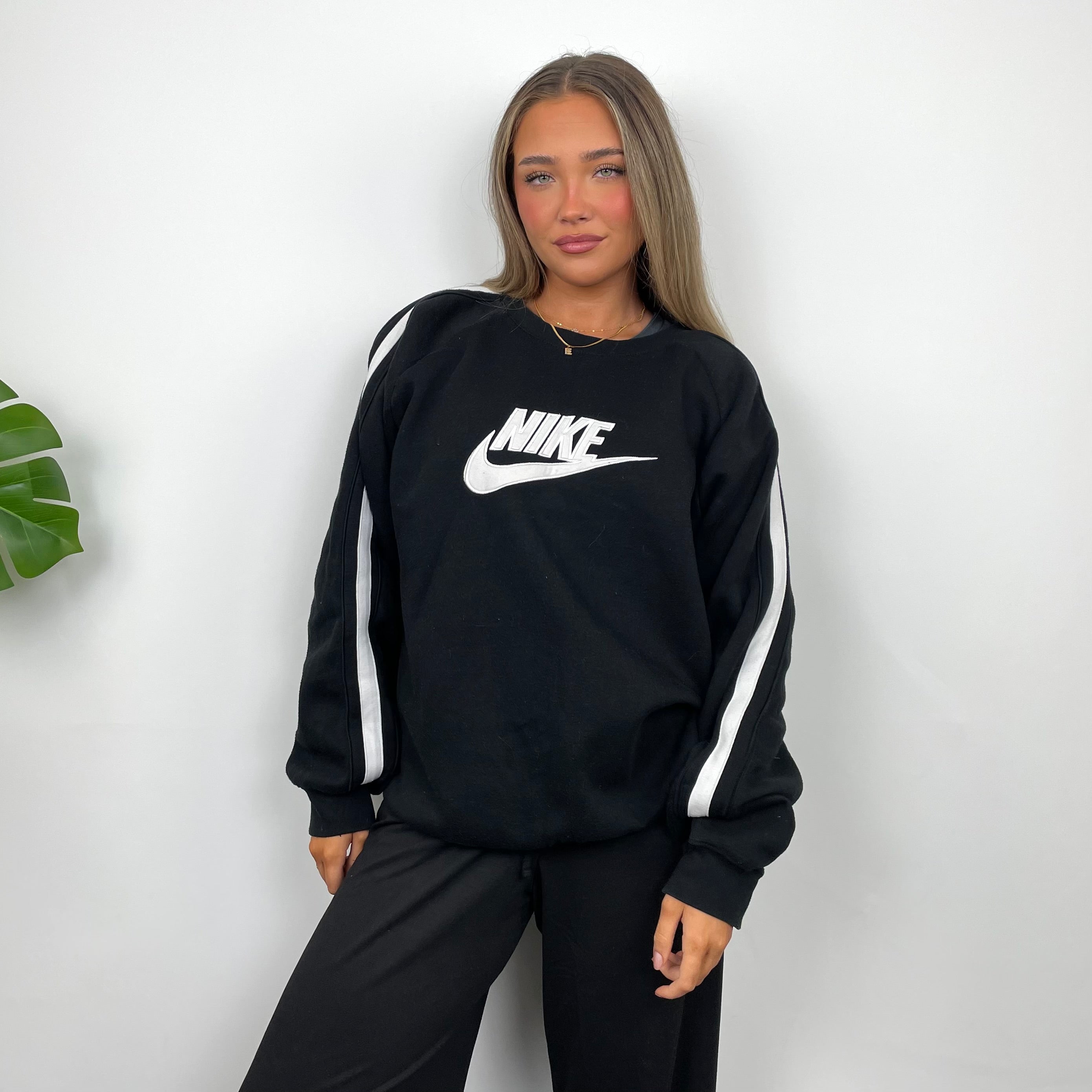 Nike Black Embroidered Spell Out Sweatshirt (XL)