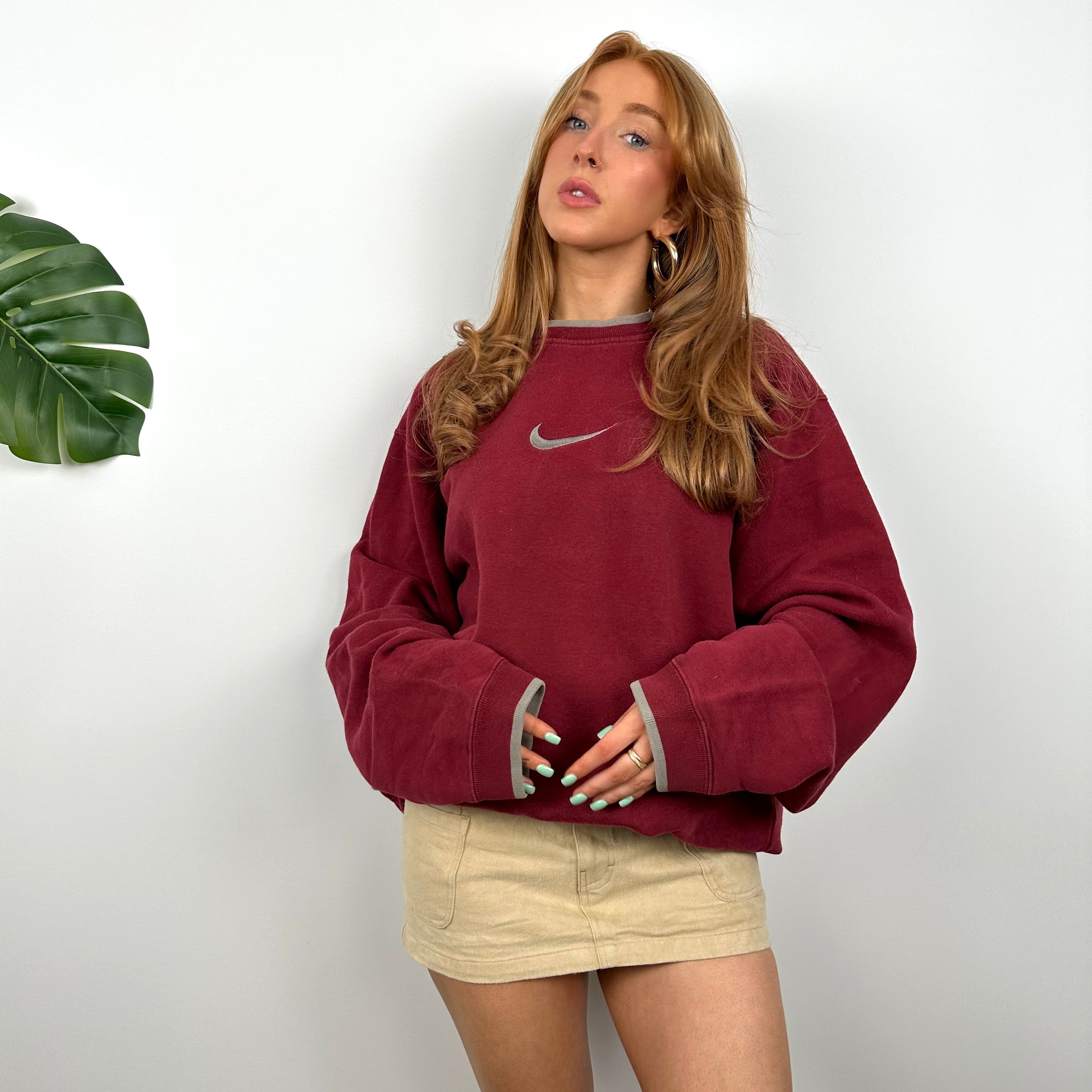 Nike Red Embroidered Swoosh Sweatshirt (L)