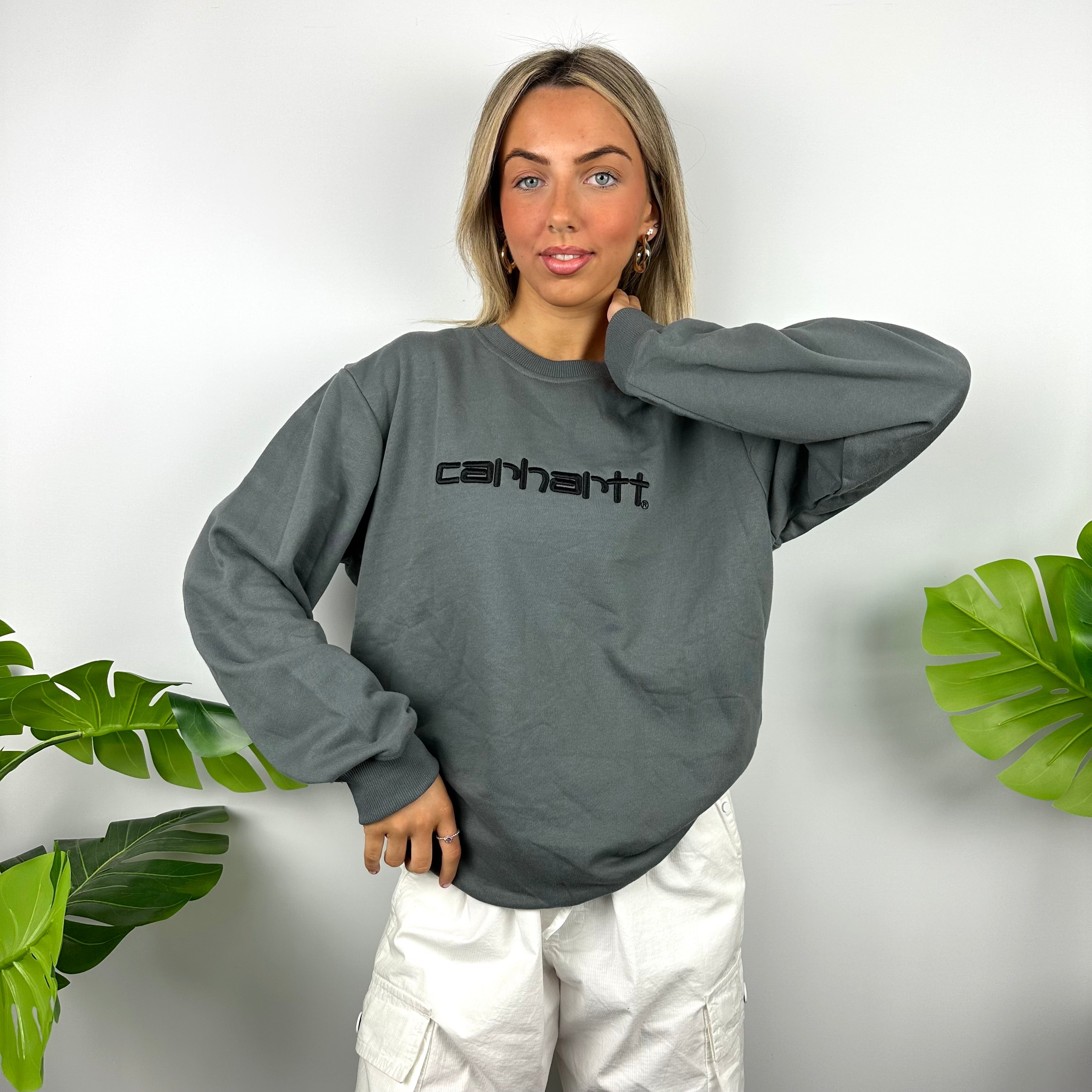 Carhartt Grey Embroidered Spell Out Sweatshirt (L)