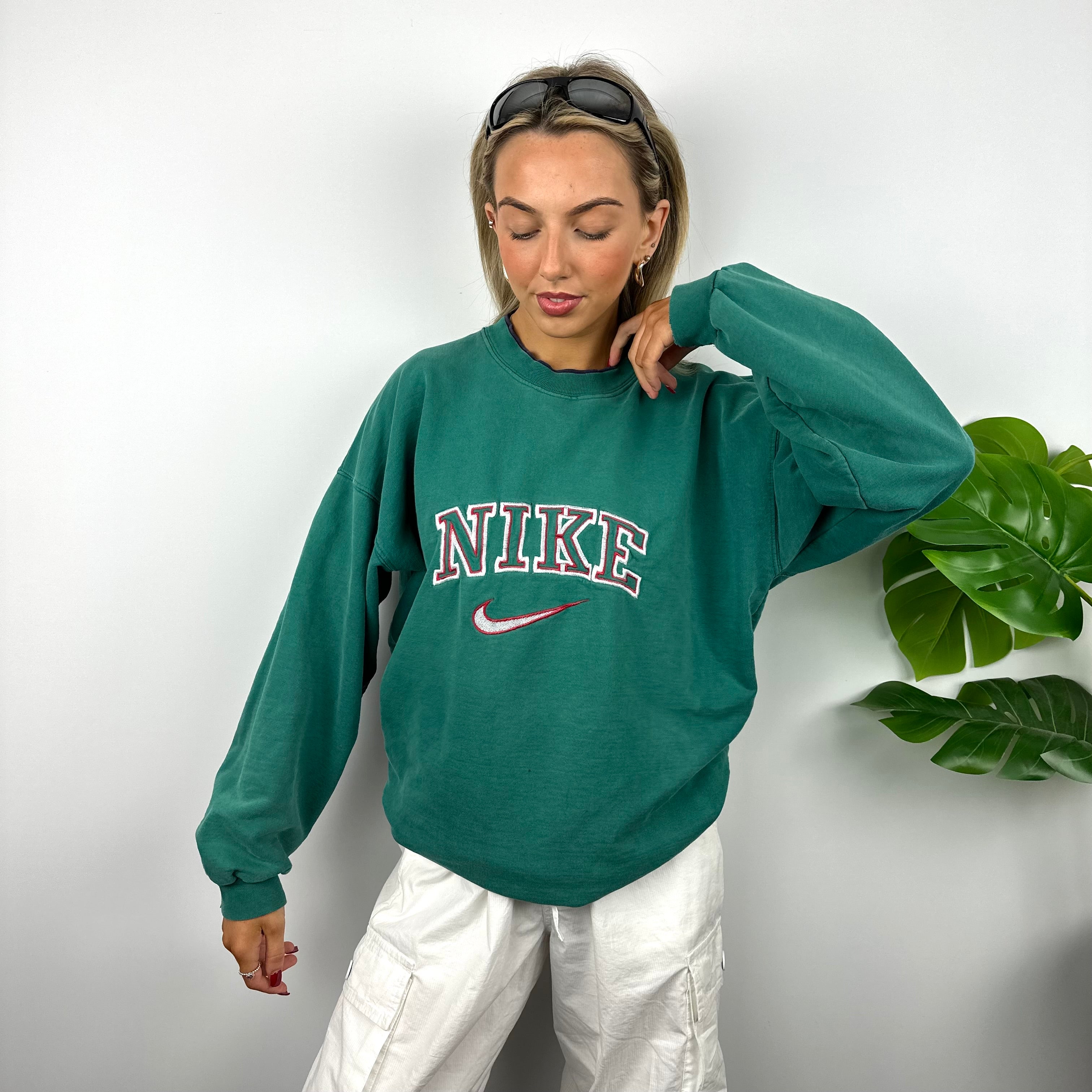 Nike Green Embroidered Spell Out Sweatshirt (L)