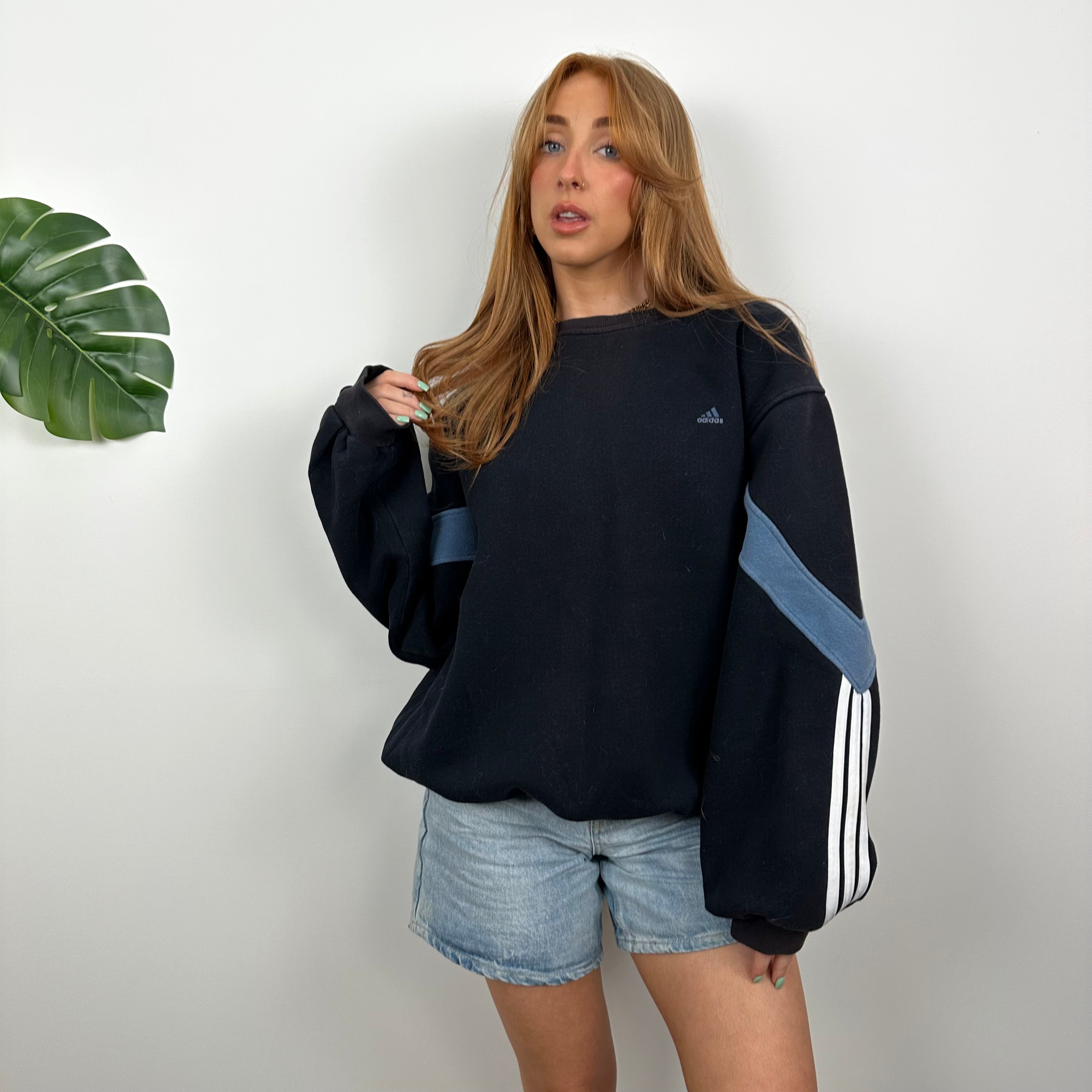 Adidas Navy Embroidered Spell Out Sweatshirt (M)