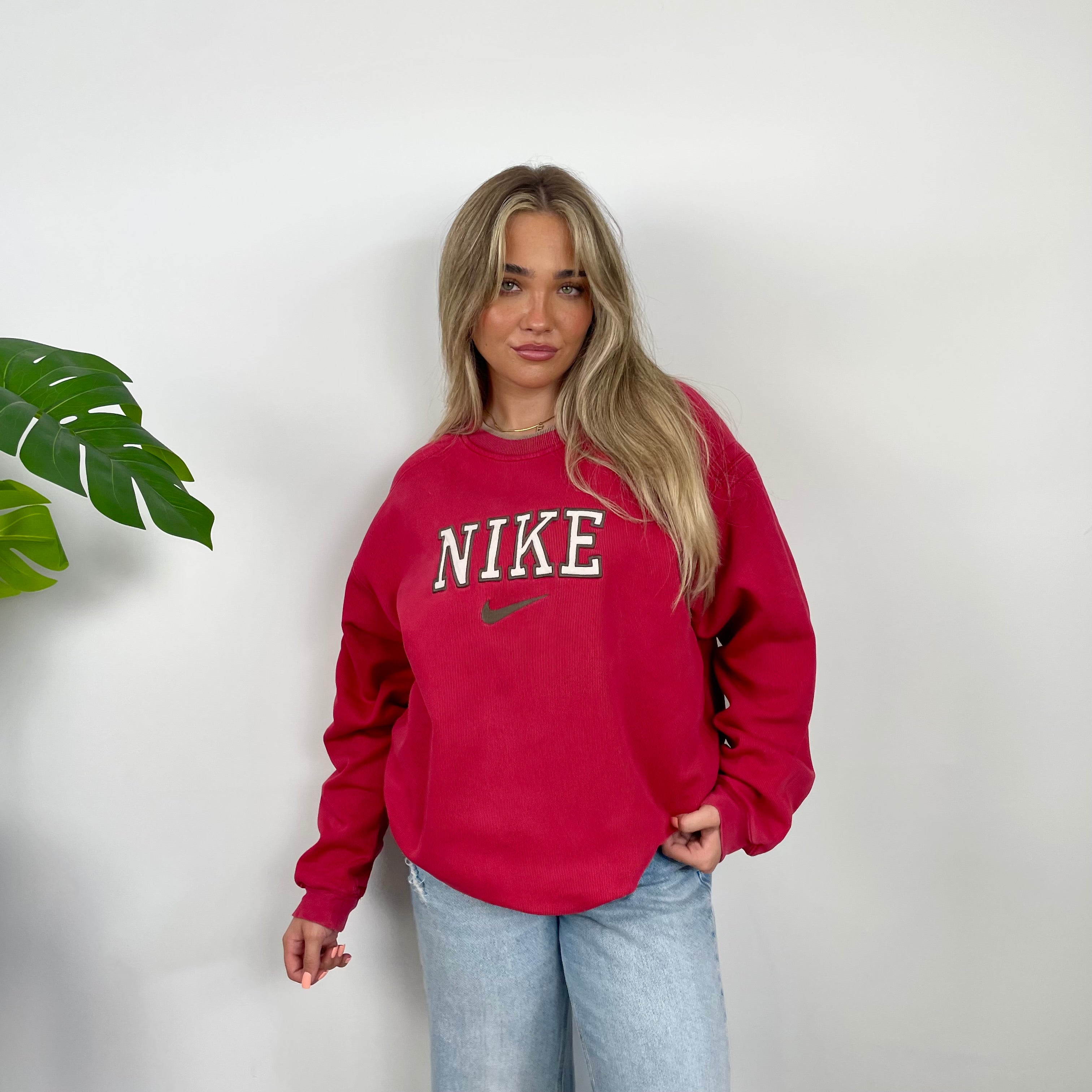 Nike Red Embroidered Spell Out Sweatshirt (L)