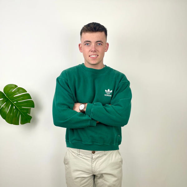 Adidas Green Embroidered Spell Out Sweatshirt (M)