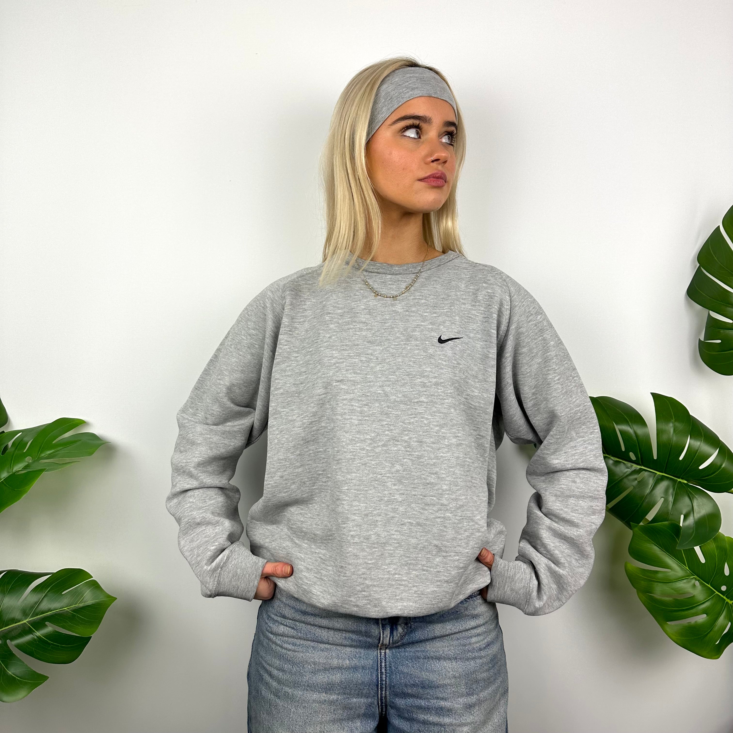 Nike Grey Embroidered Swoosh Sweatshirt (S)