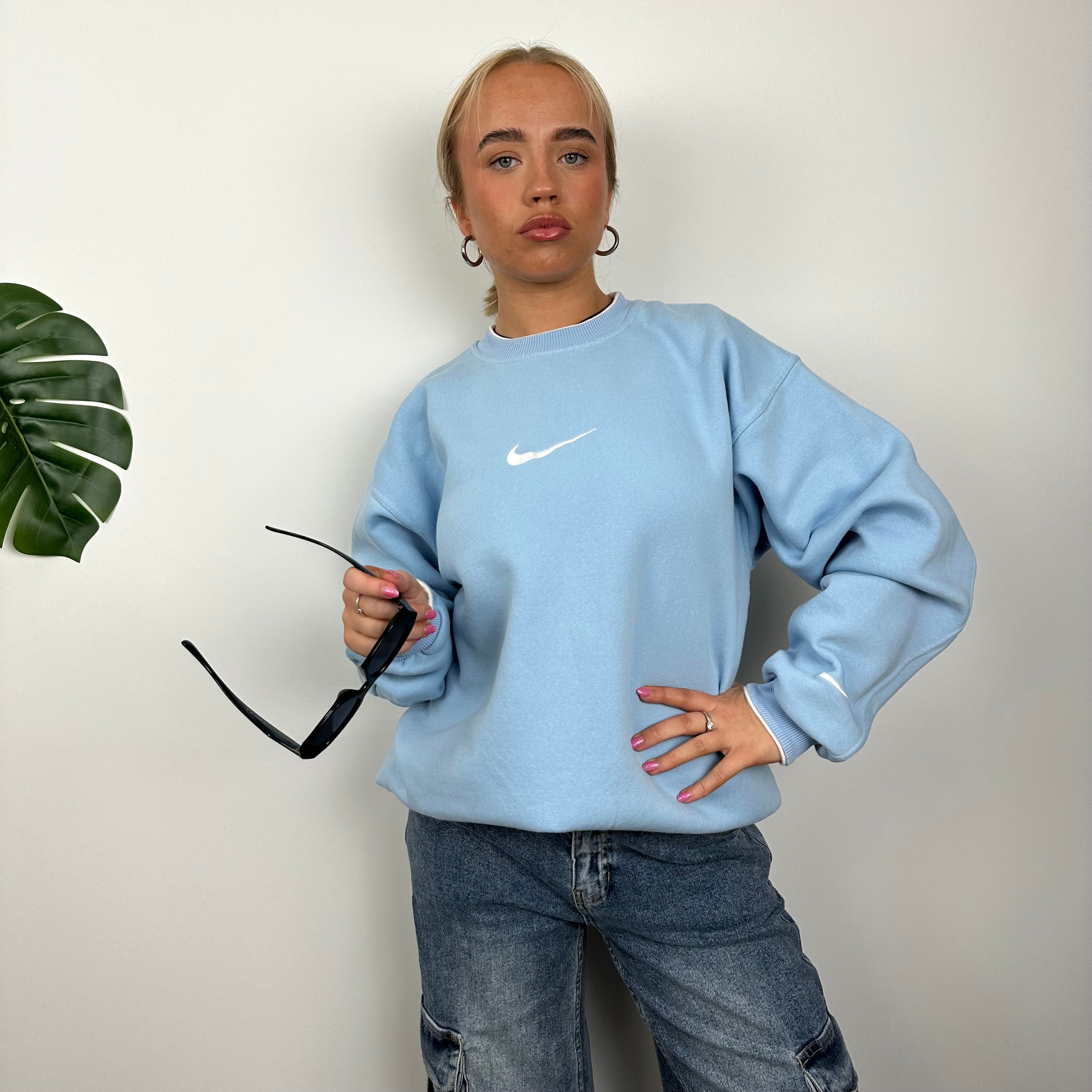 Nike Baby Blue Embroidered Swoosh Sweatshirt (L)