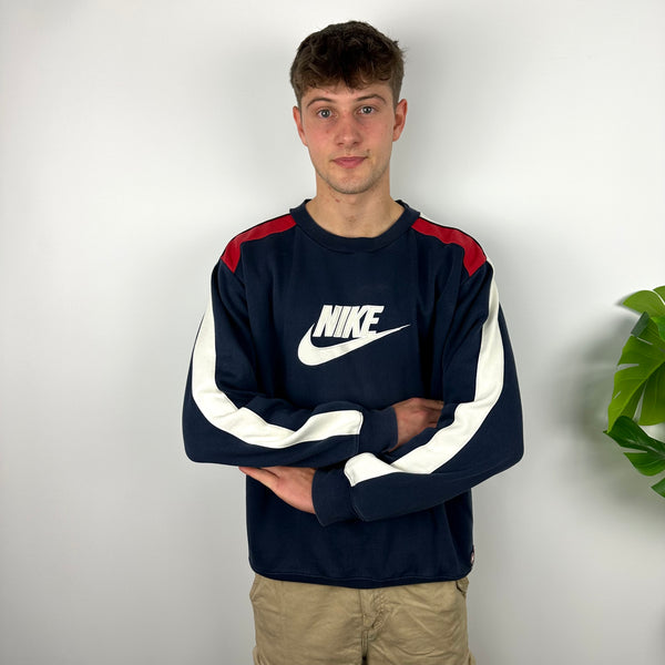 Nike Navy Embroidered Spell Out Sweatshirt (L)