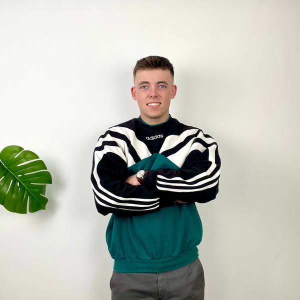 Adidas Embroidered Spell Out Colour Block Sweatshirt (L)