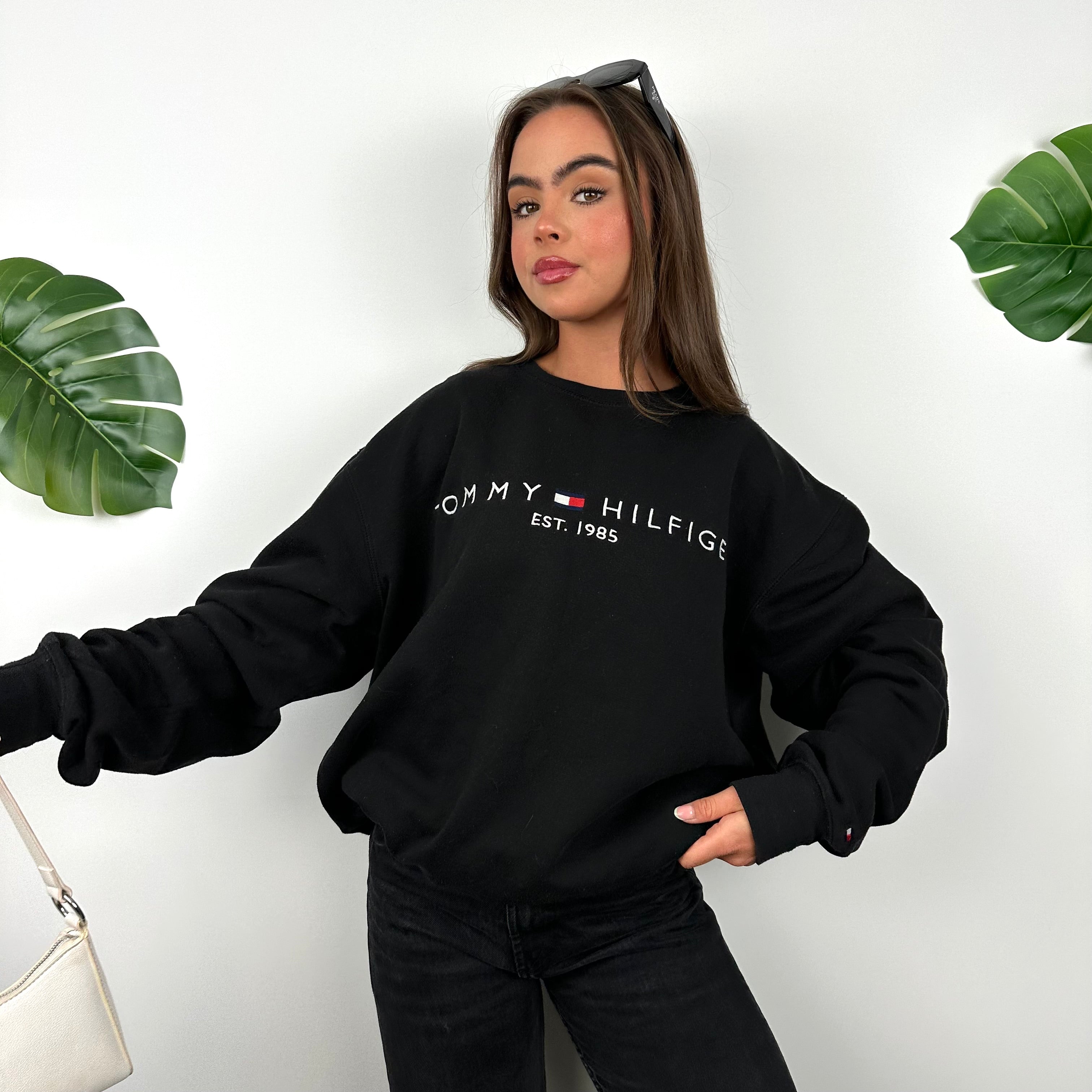 Tommy Hilfiger Black Embroidered Spell Out Sweatshirt (L)