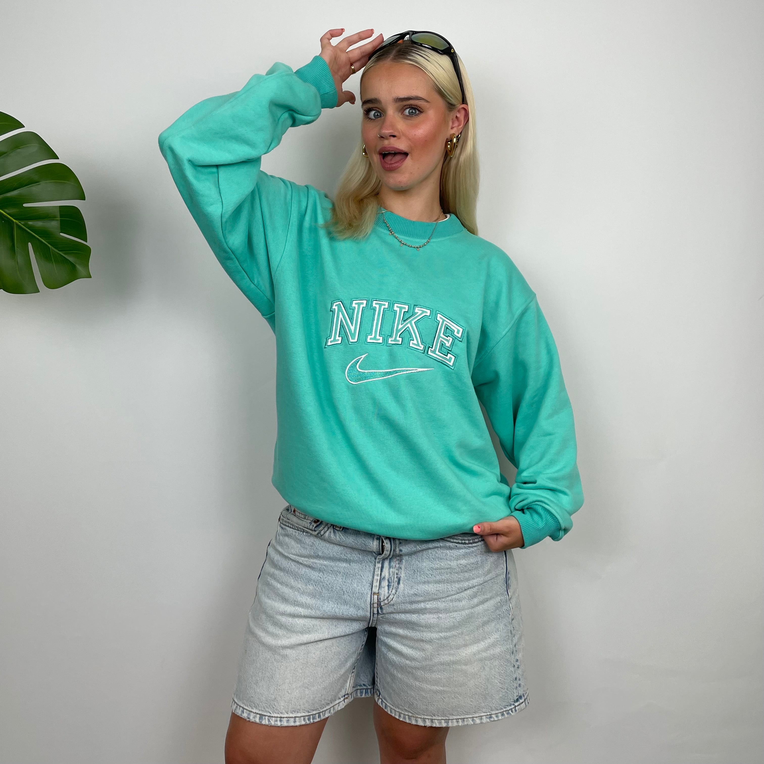 Nike Turquoise Embroidered Spell Out Sweatshirt (M)