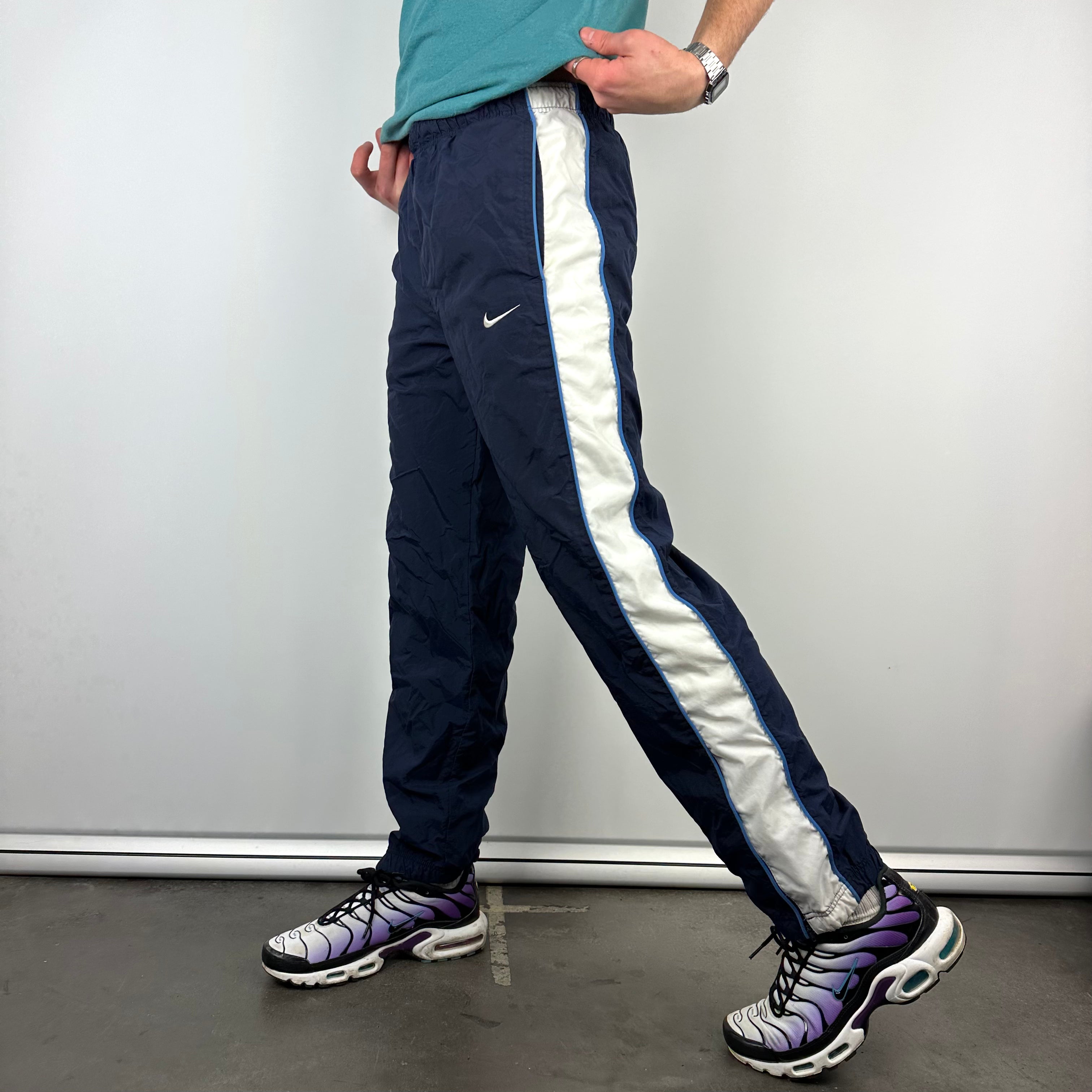 Nike Navy Embroidered Swoosh Track Pants (M)