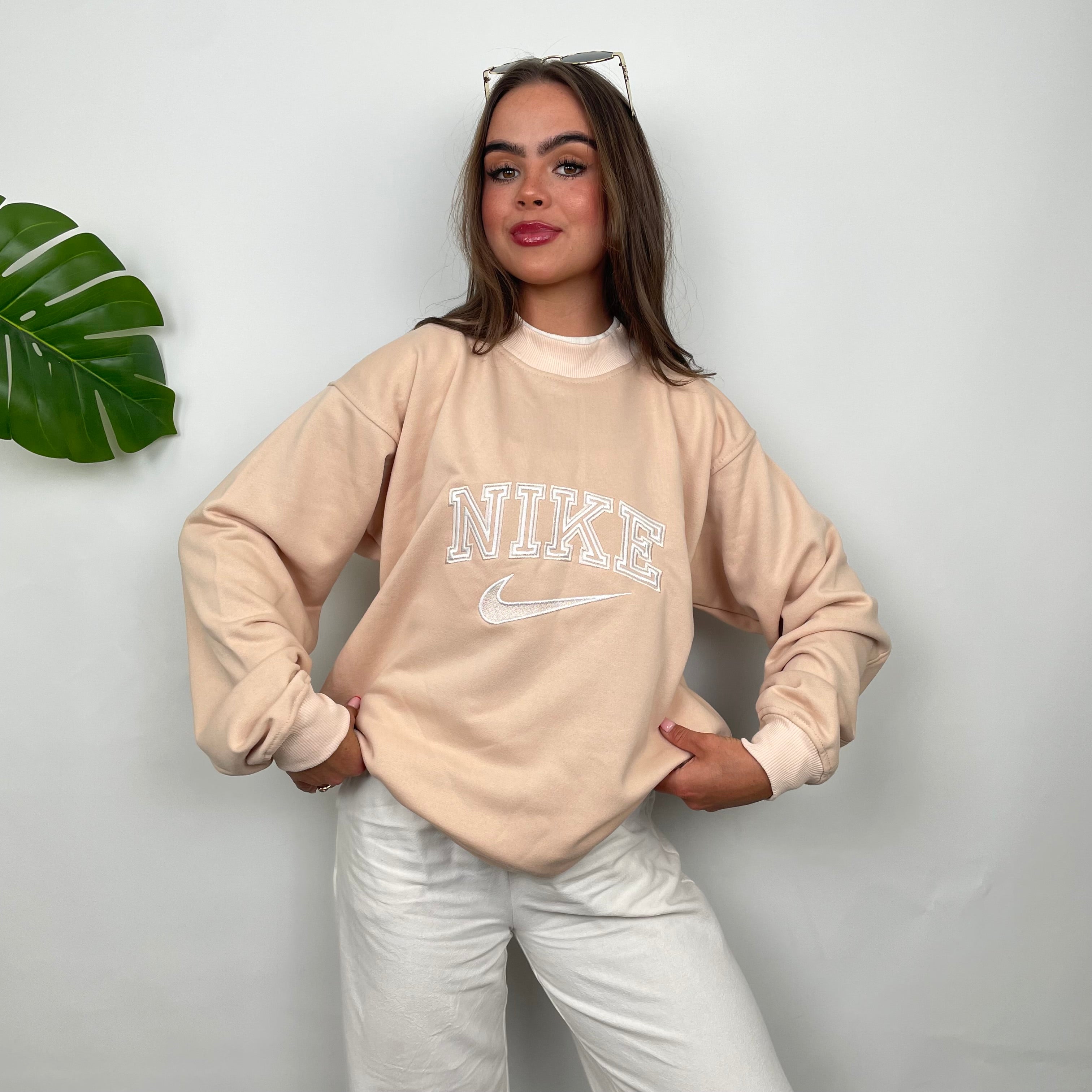 Nike Almond Embroidered Spell Out Sweatshirt (L)