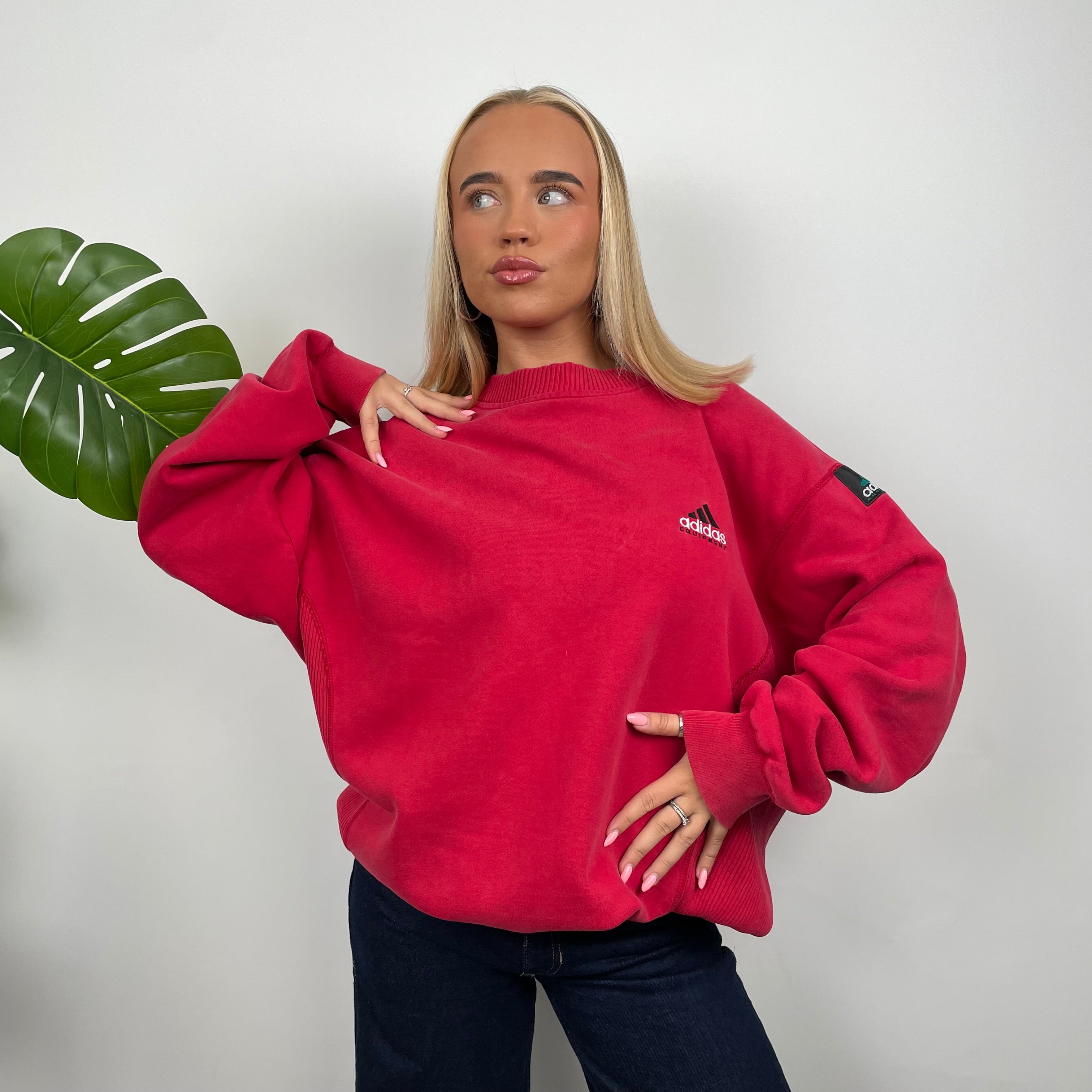 Adidas Equipment RARE Red Embroidered Spell Out Sweatshirt (XL)