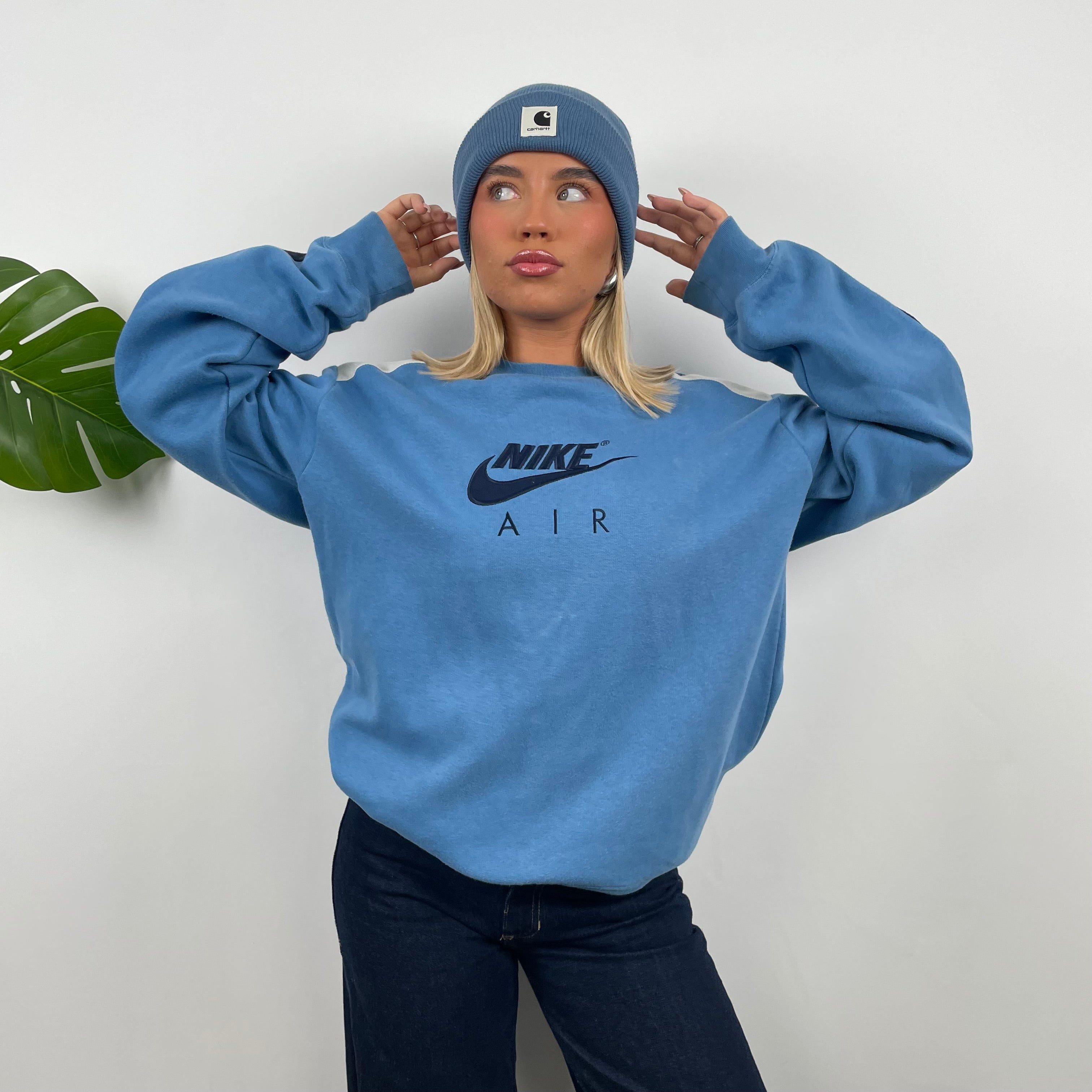 Nike Baby Blue Embroidered Spell Out Sweatshirt (L)