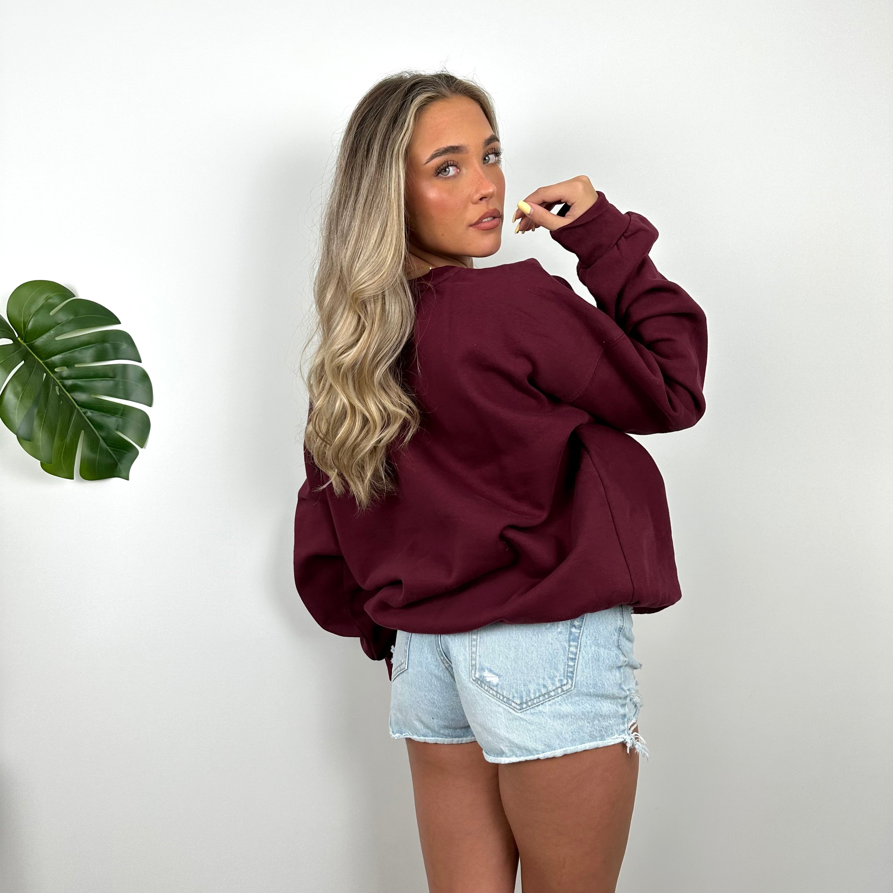 Nike Maroon Embroidered Swoosh Sweatshirt (L)