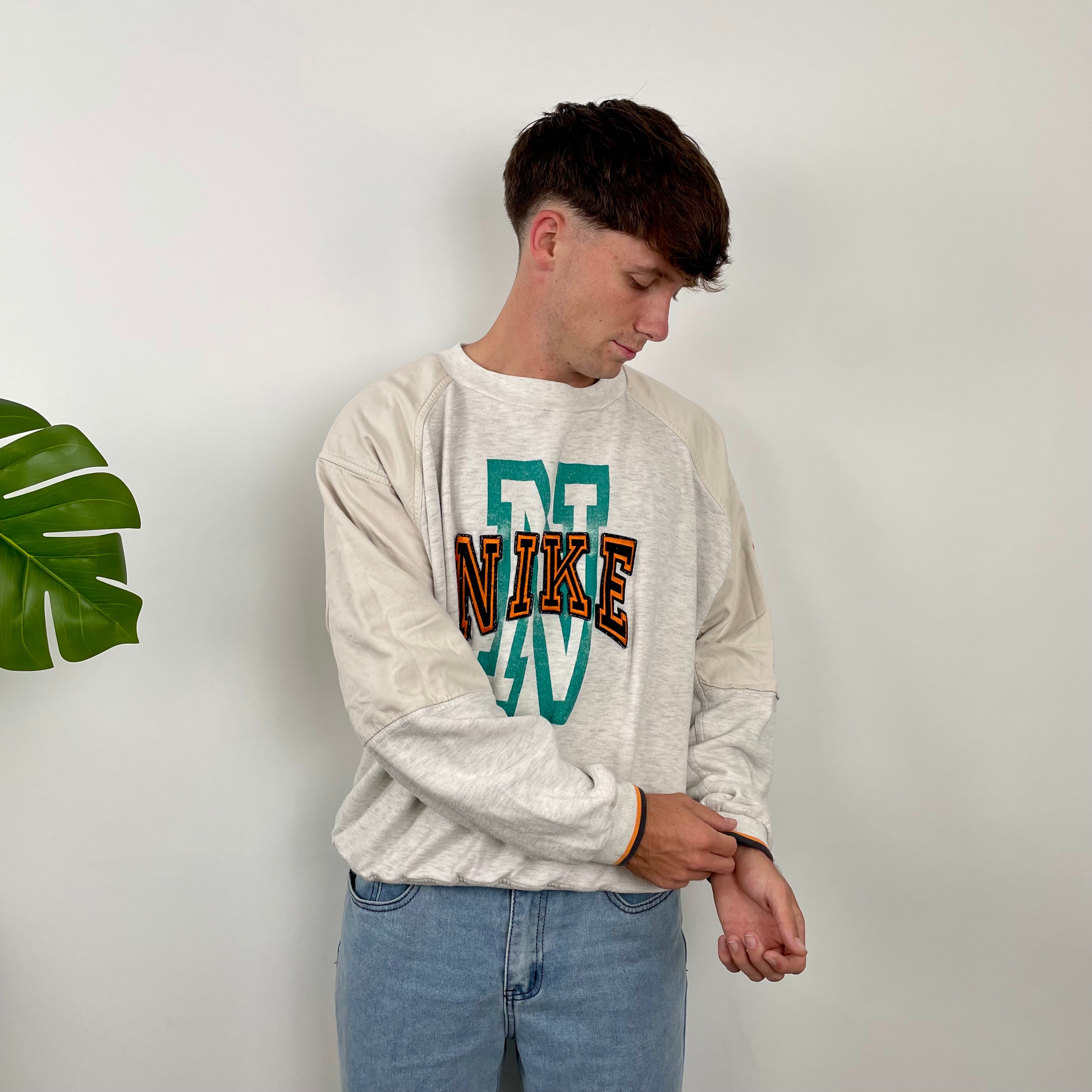 Nike Grey Embroidered Spell Out Sweatshirt (M)