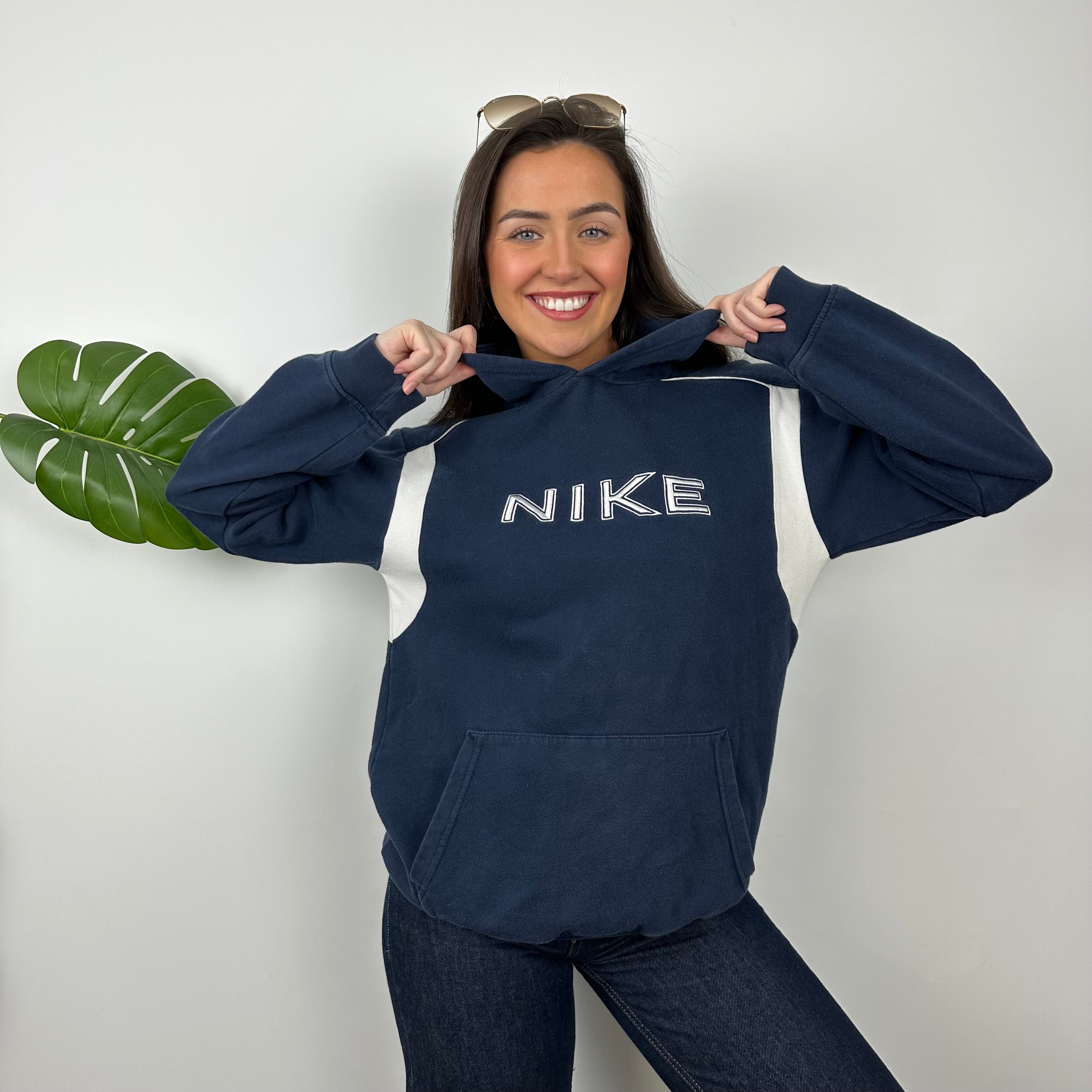 Nike Navy Embroidered Spell Out Hoodie (M)