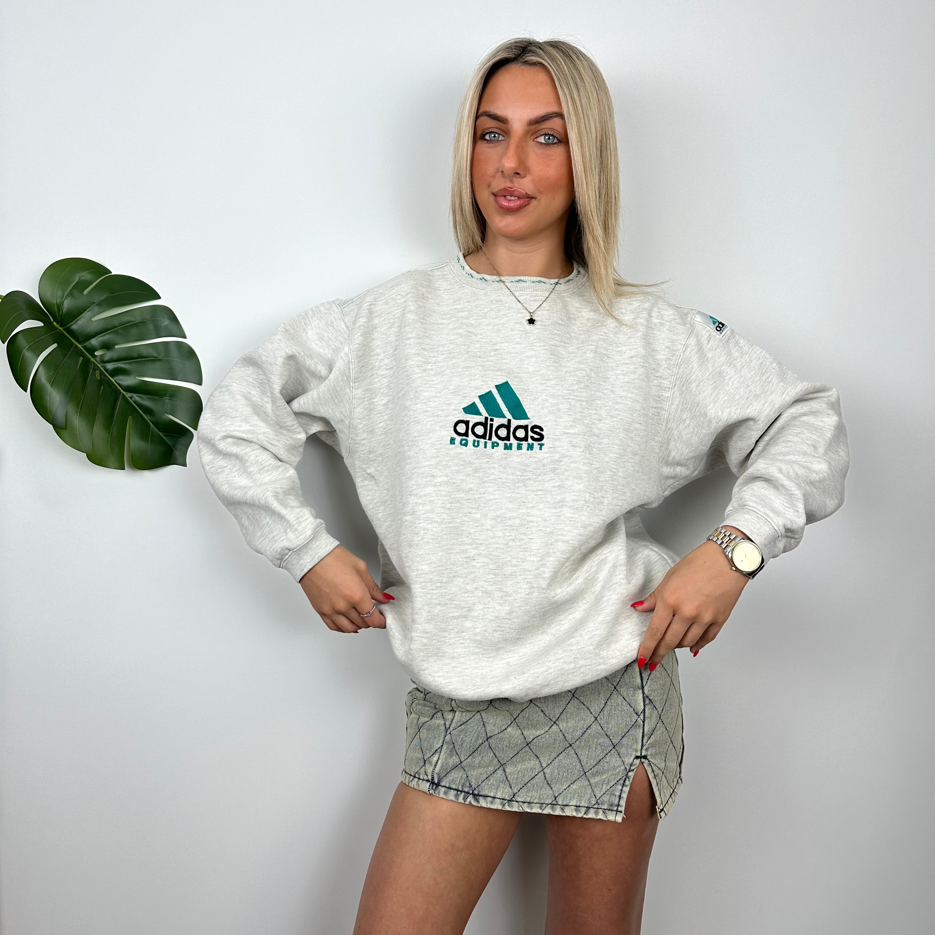 Adidas Equipment Grey Embroidered Spell Out Sweatshirt (M)