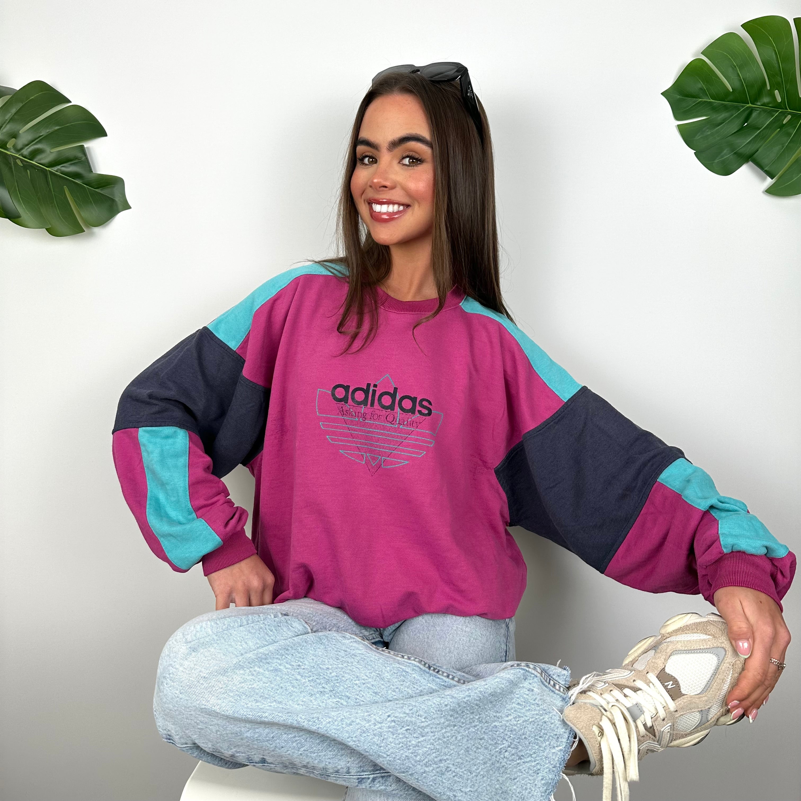 Adidas Pink Spell Out Sweatshirt (M)