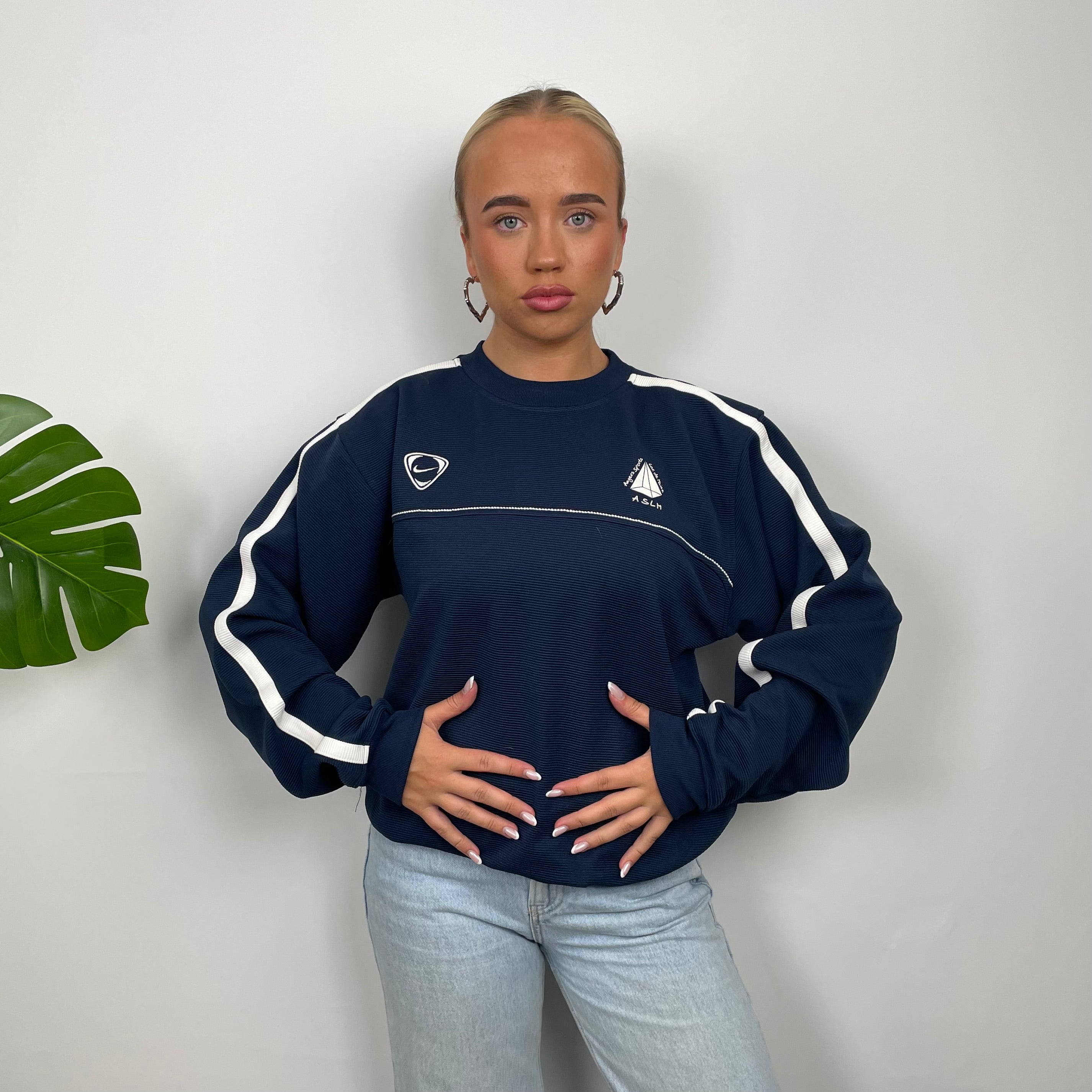 Nike Navy Embroidered Swoosh Sweatshirt (S)