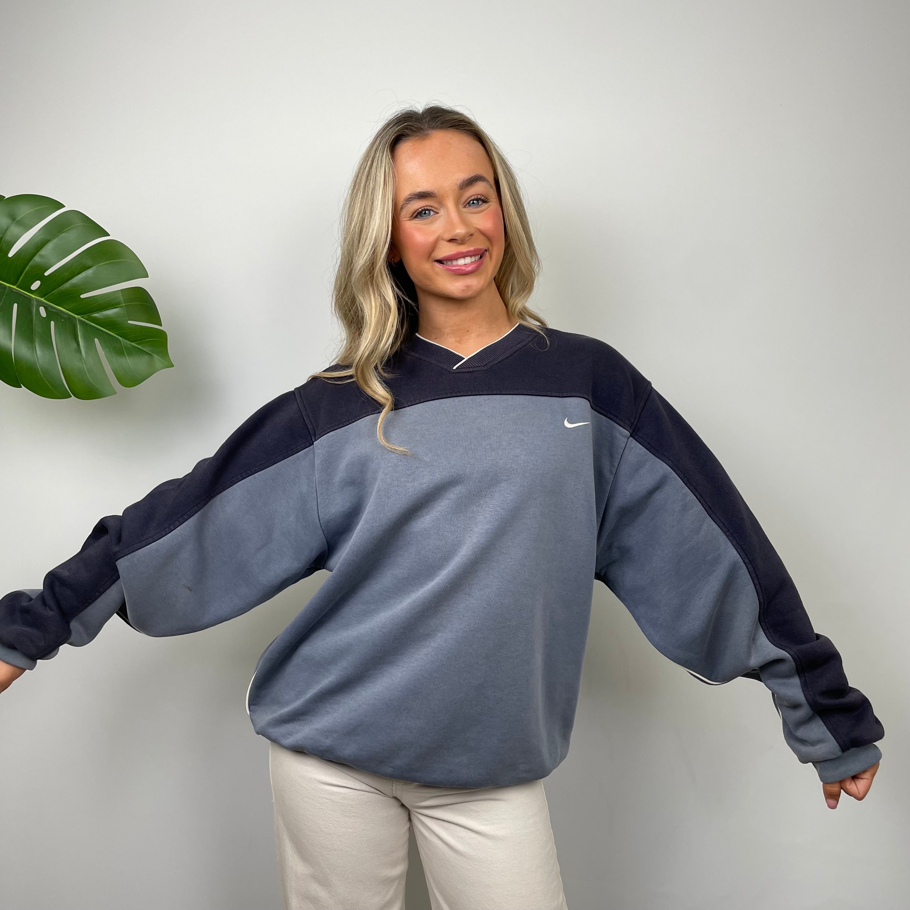 Nike Dusty Blue Embroidered Swoosh Sweatshirt (M)