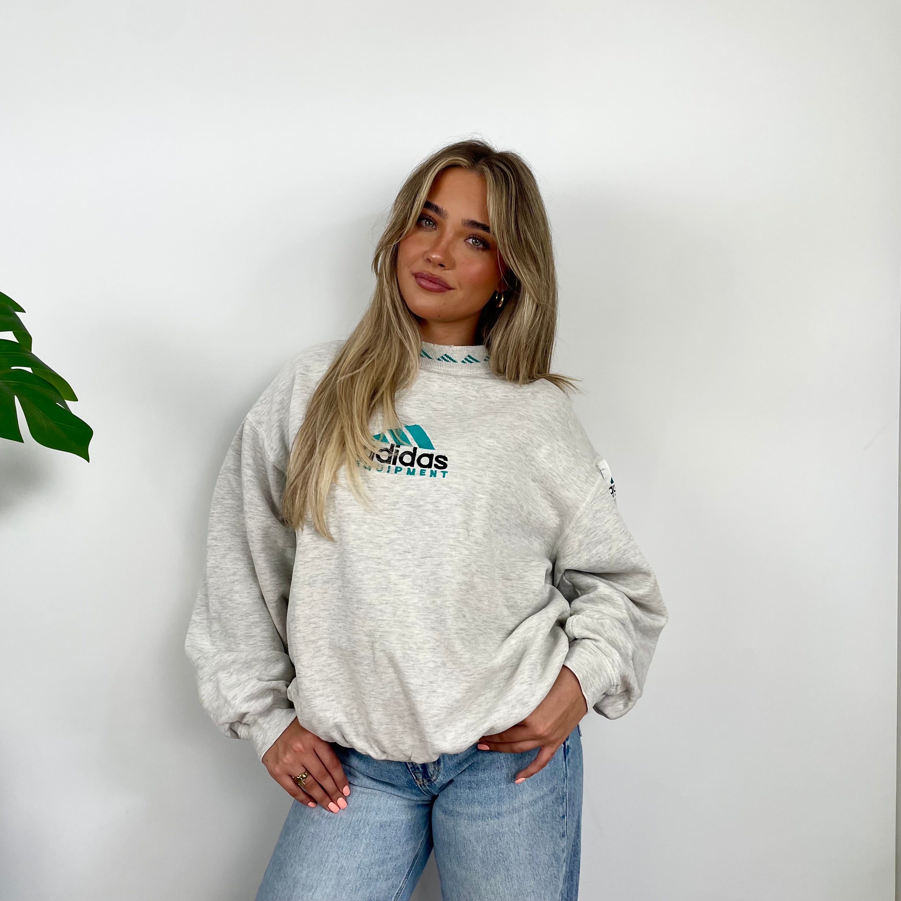 Adidas Equipment Grey Embroidered Spell Out Sweatshirt (M)
