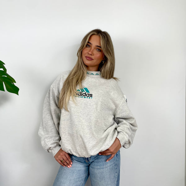 Adidas Equipment Grey Embroidered Spell Out Sweatshirt (M)