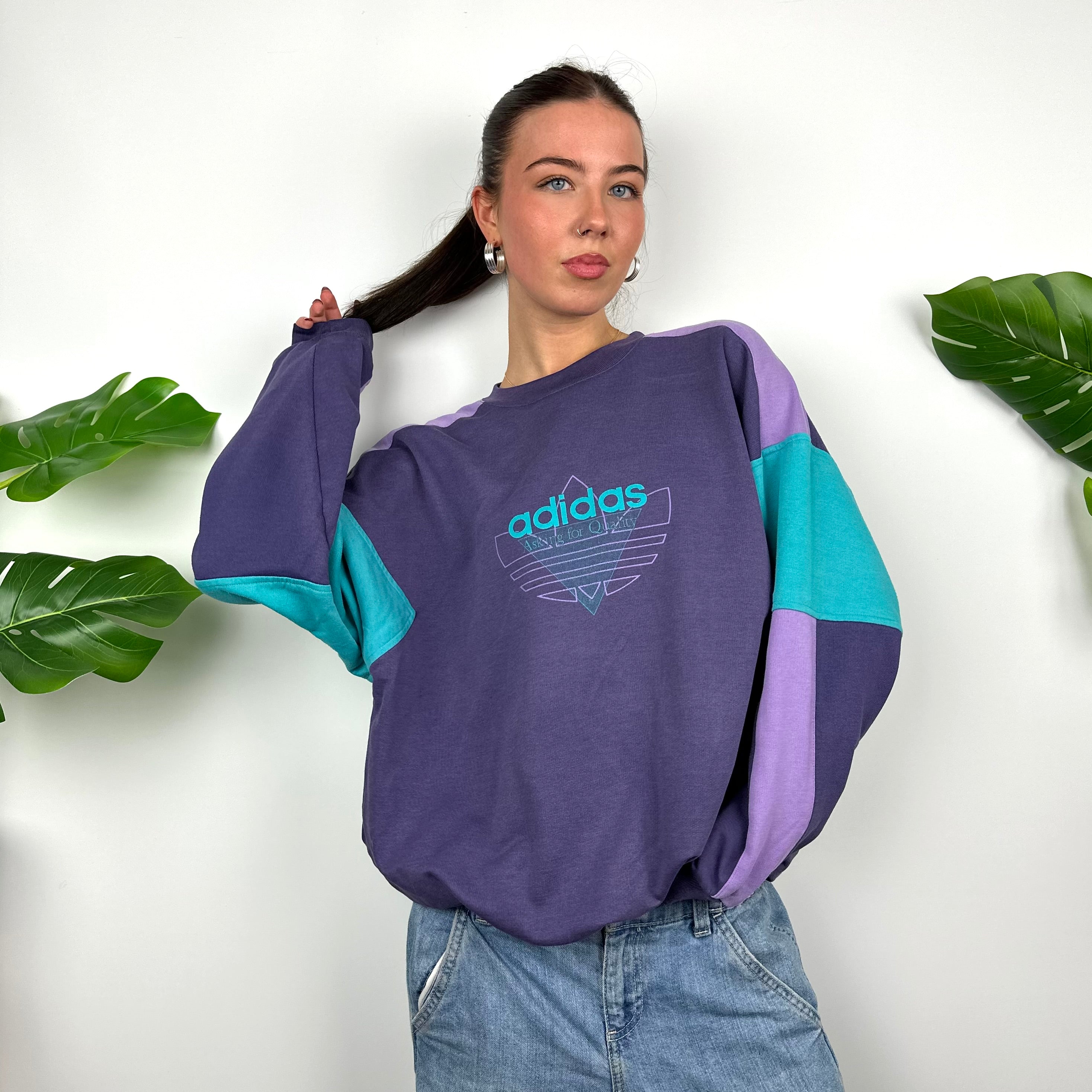 Adidas Purple Colour Block Sweatshirt (L)