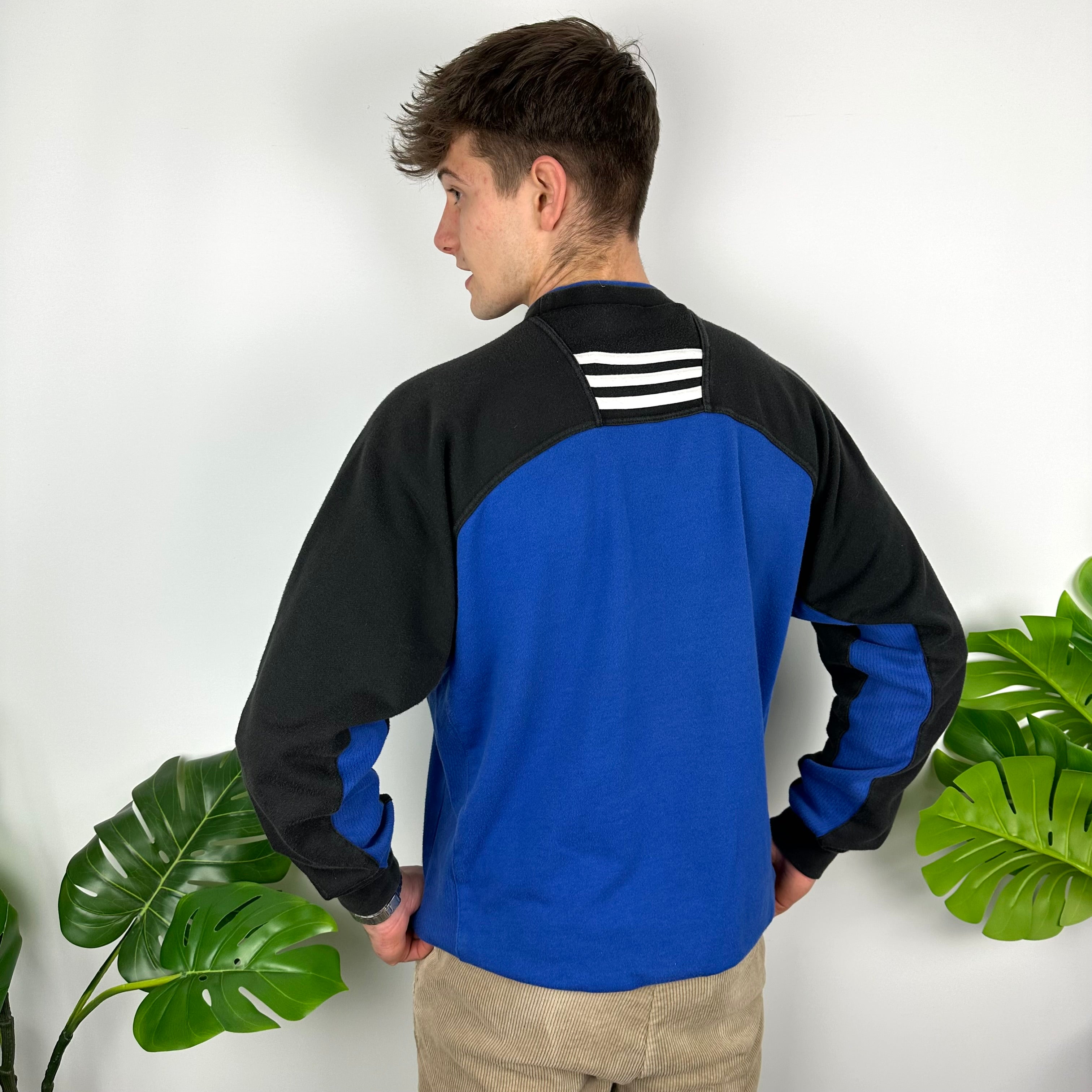 Adidas Black & Blue Embroidered Spell Out Sweatshirt (L)