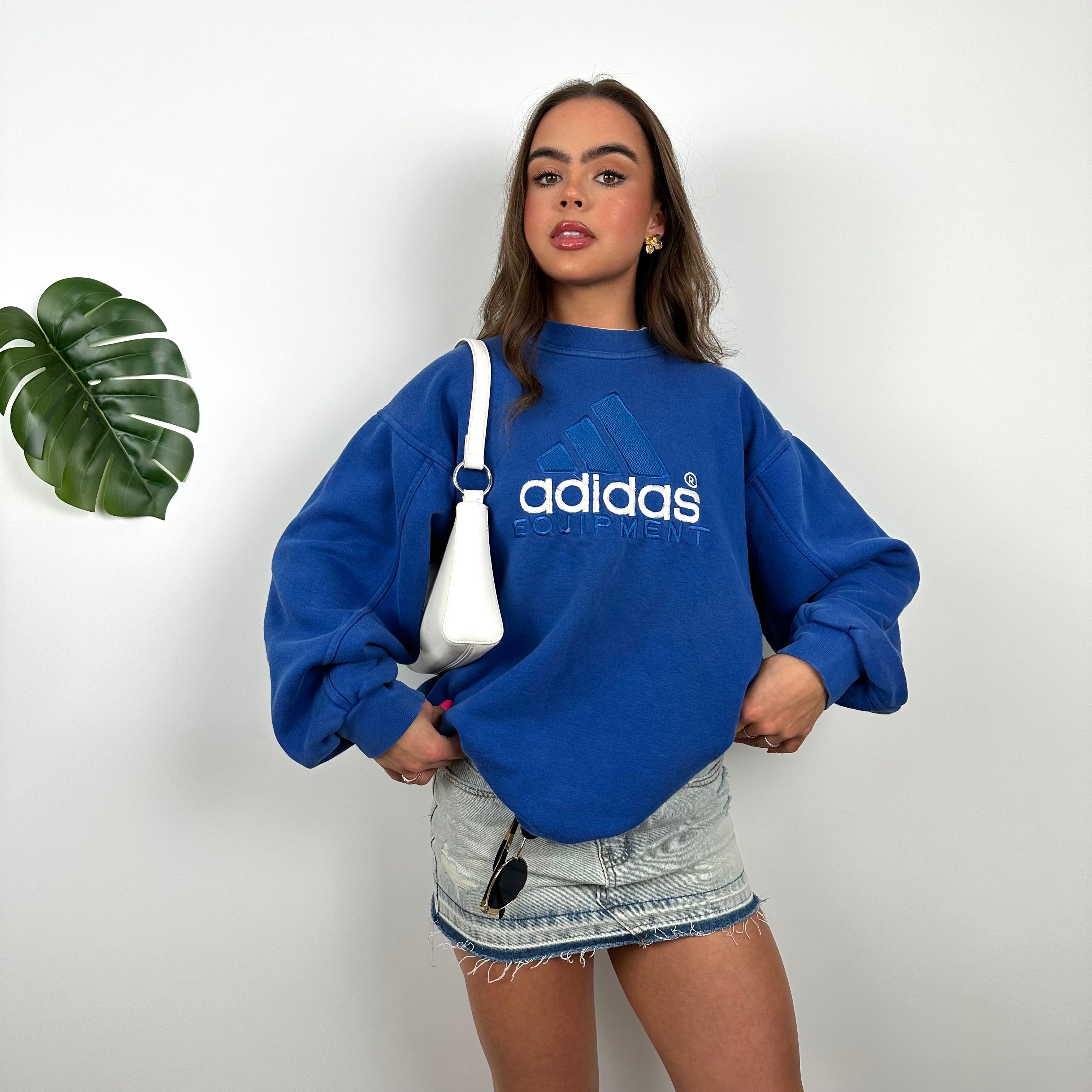 Adidas Equipment Blue Embroidered Spell Out Sweatshirt (M)