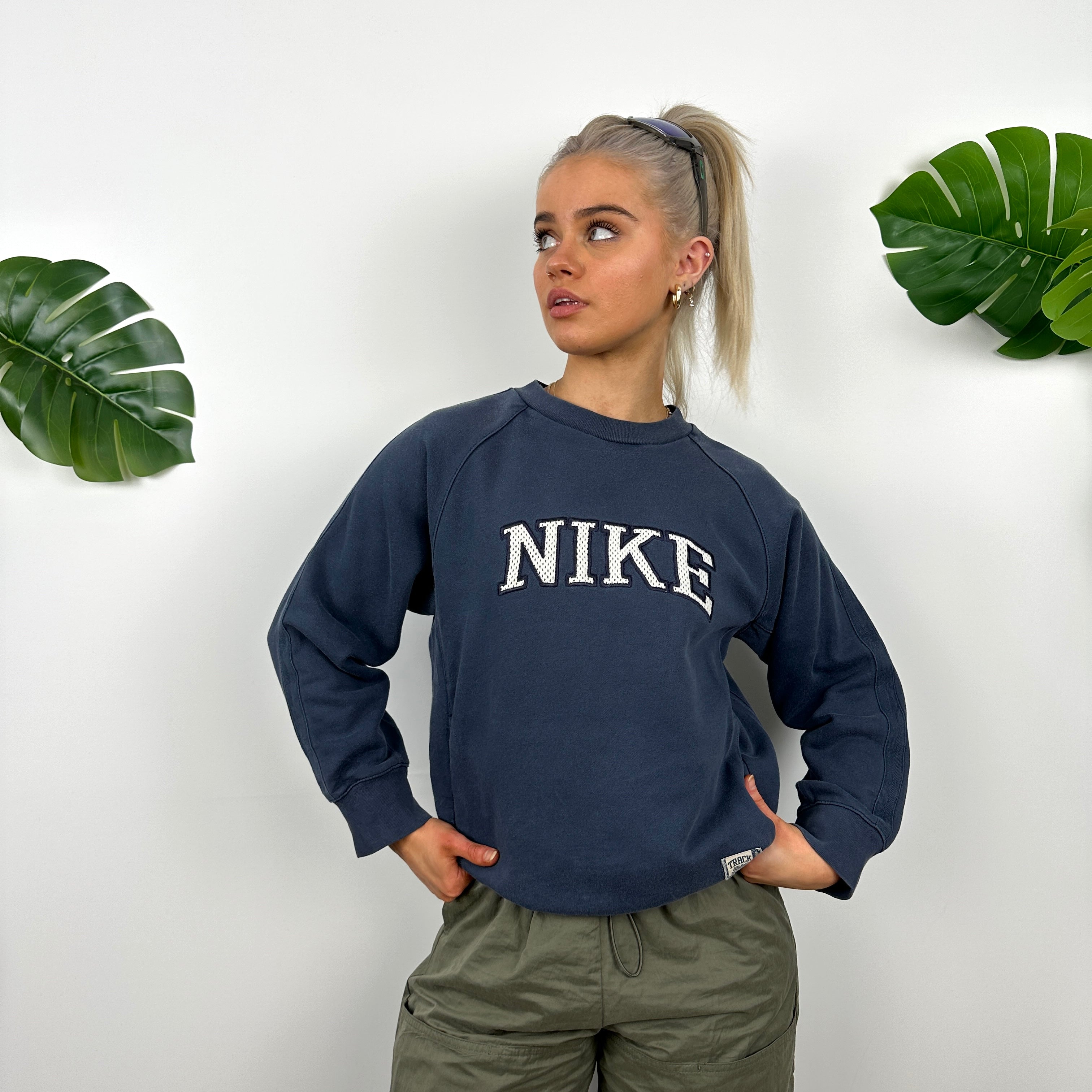 Nike Navy Embroidered Spell Out Sweatshirt (S)