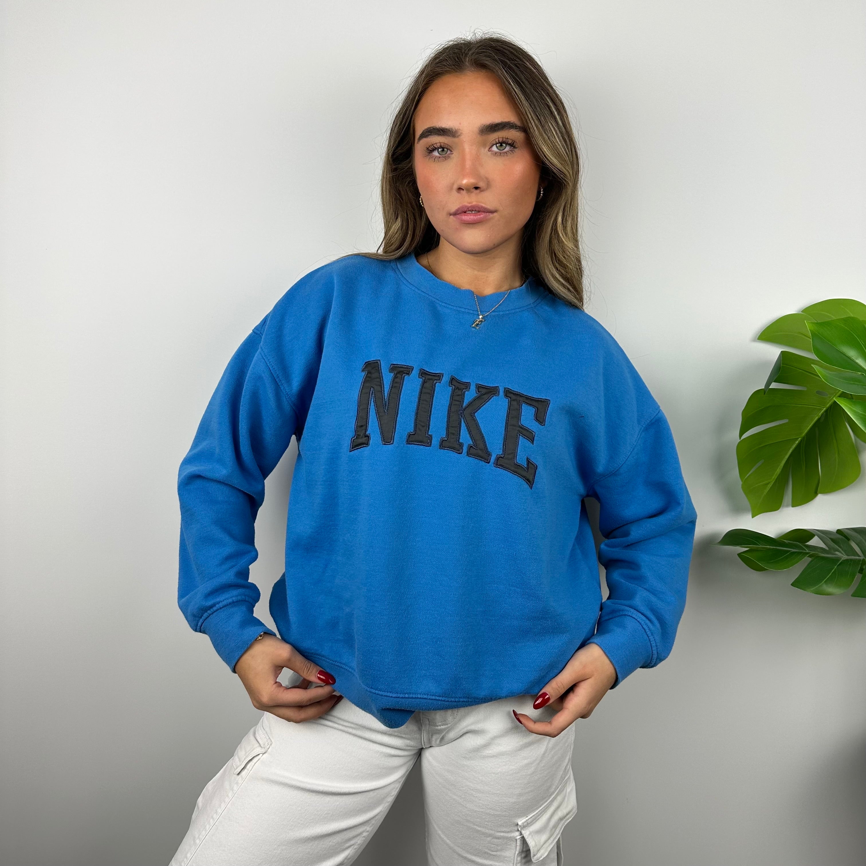 Nike Blue Embroidered Spell Out Sweatshirt (S)