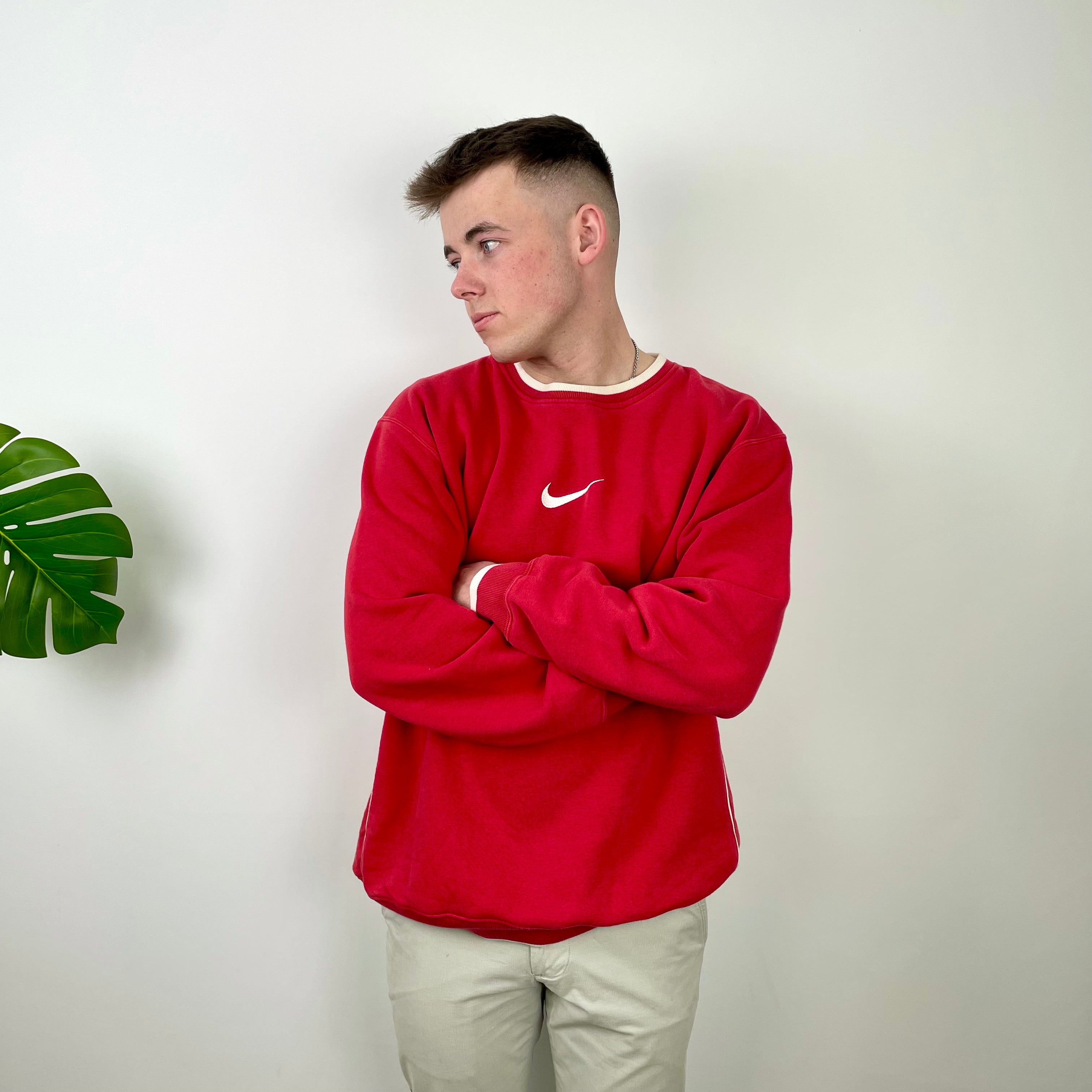 Nike Red Embroidered Swoosh Sweatshirt (XXL)