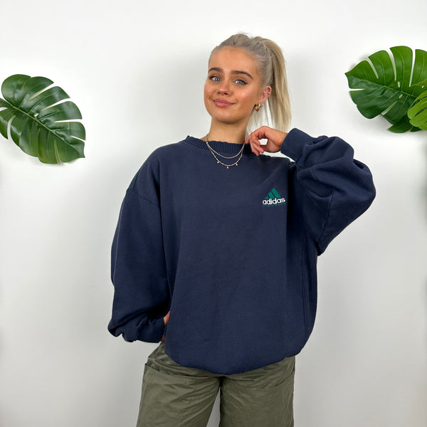 Adidas Equipment Navy Embroidered Spell Out Sweatshirt (M)