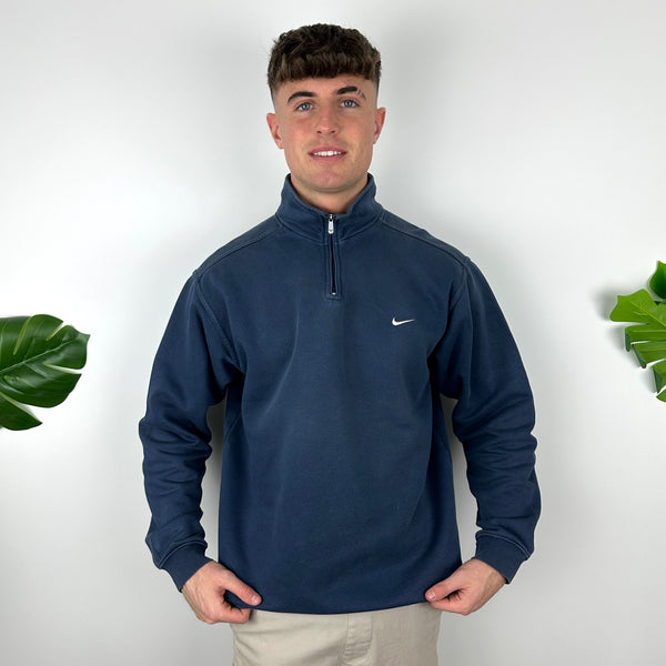 Nike Navy Embroidered Swoosh Quarter Zip (M)