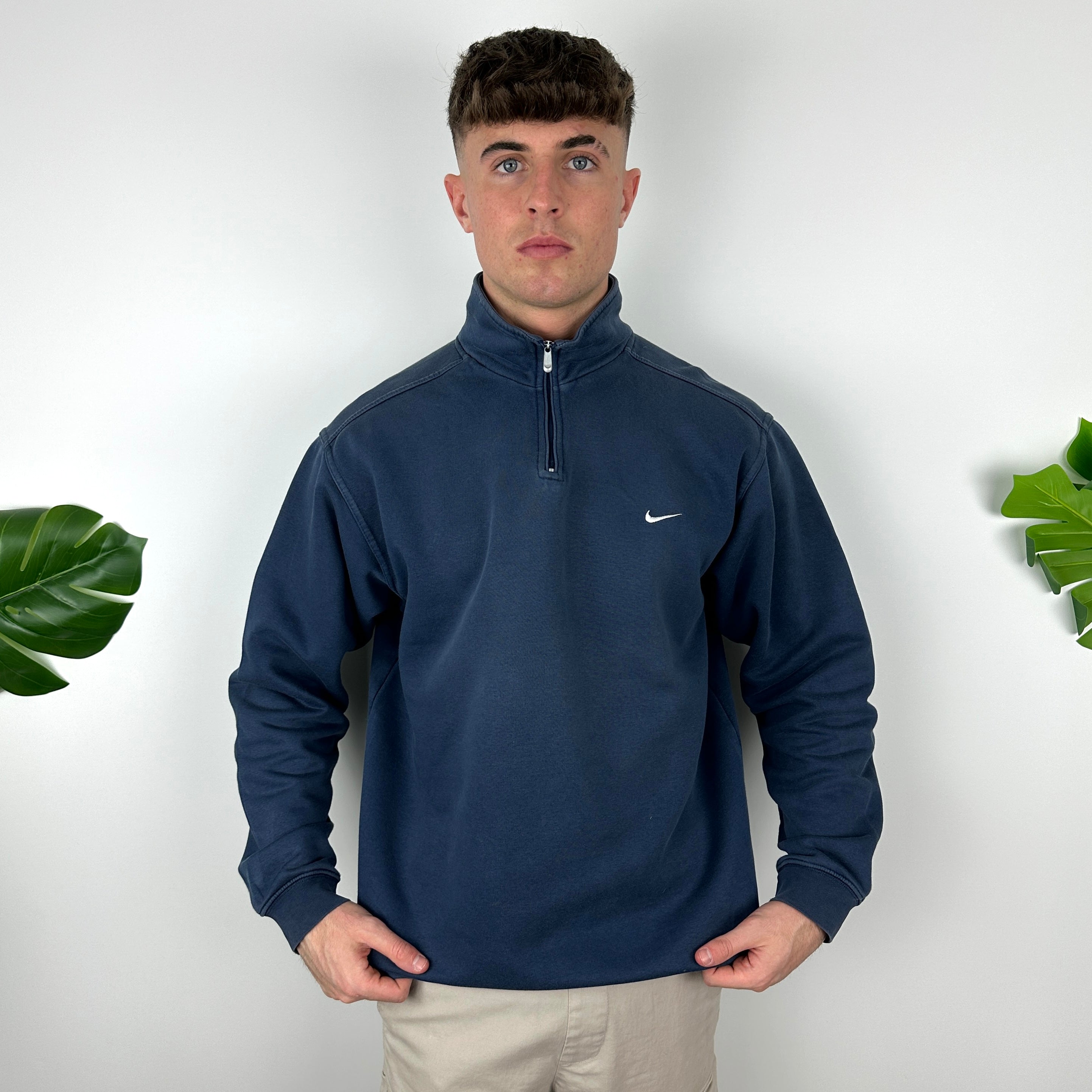 Nike Navy Embroidered Swoosh Quarter Zip (M)