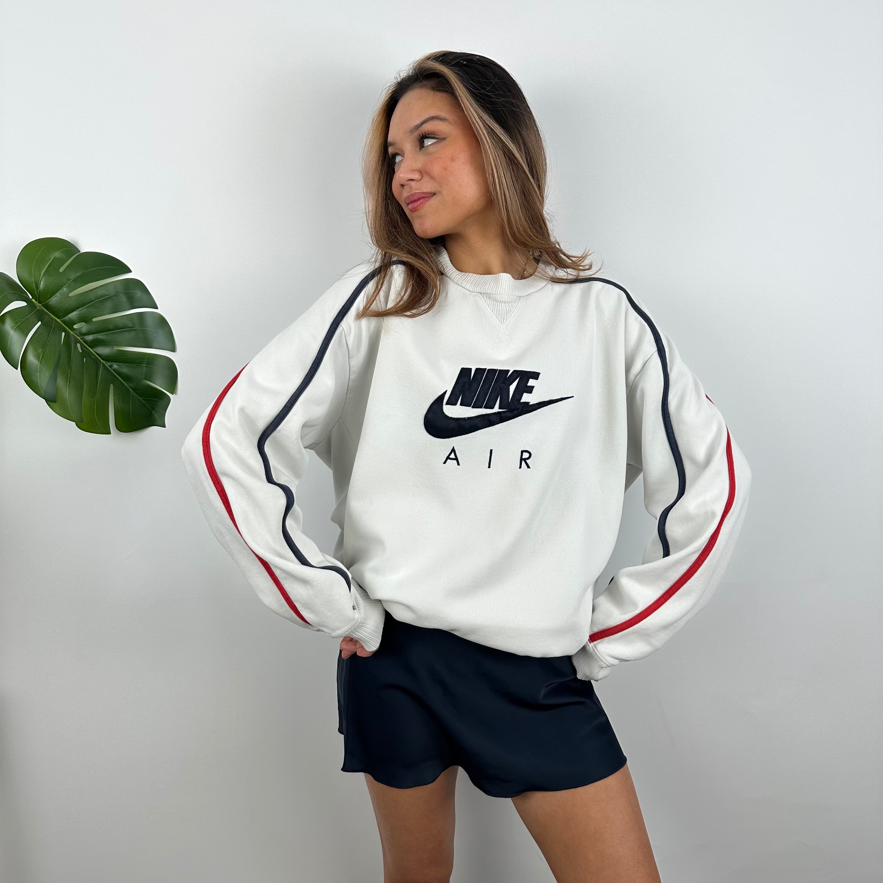 Nike RARE White Embroidered Spell Out Sweatshirt (XL)