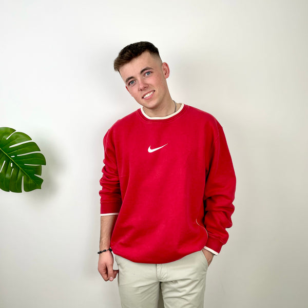 Nike Red Embroidered Swoosh Sweatshirt (XXL)