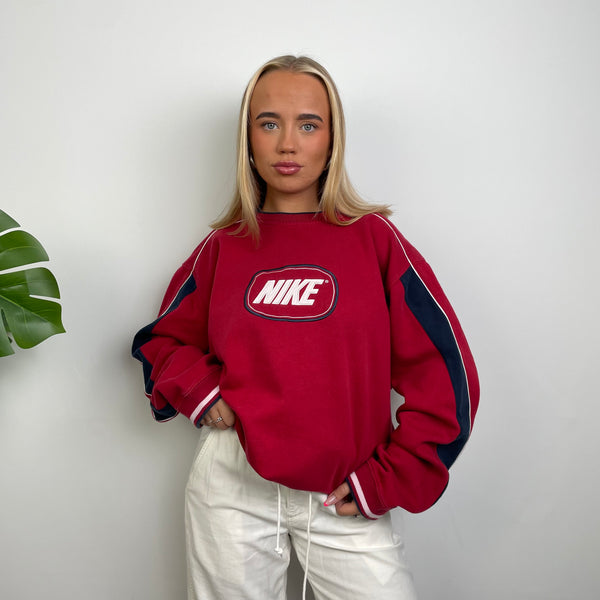 Nike Red Embroidered Spell Out Sweatshirt (L)