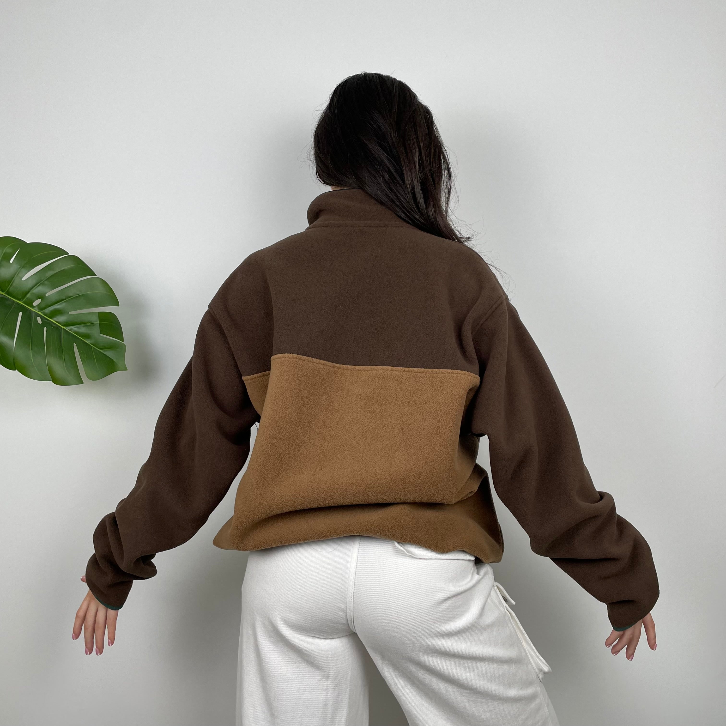 Patagonia Brown Embroidered Spell Out Teddy Bear Fleece Sweatshirt (L)