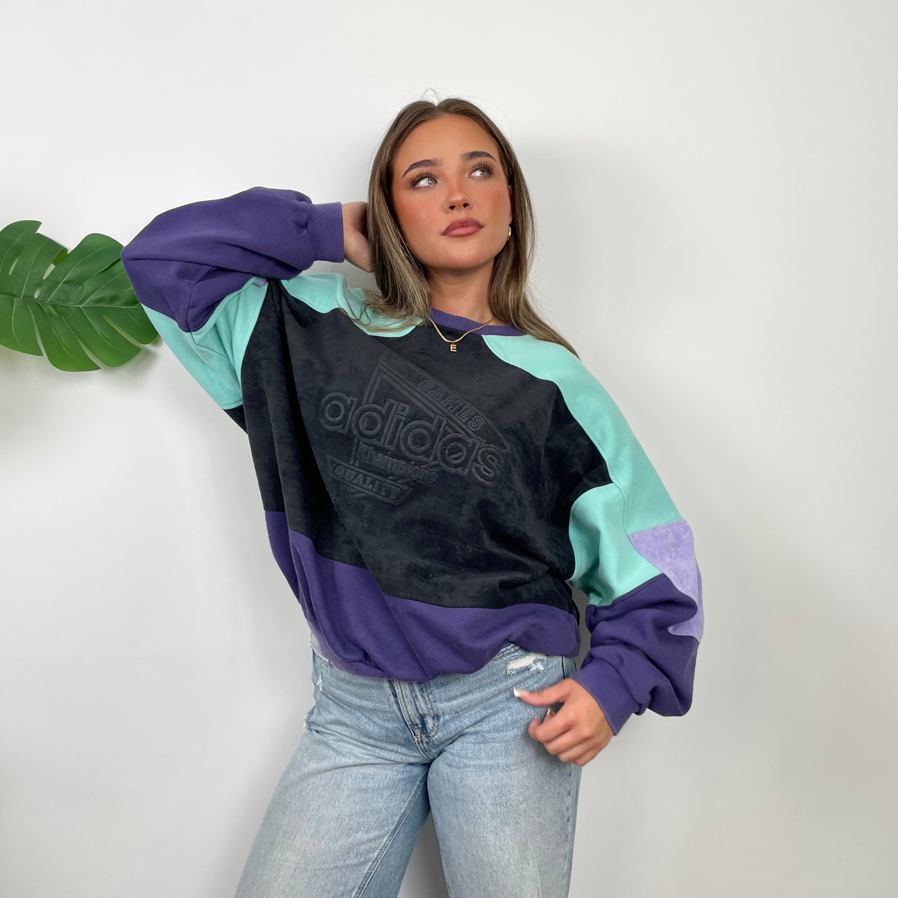 Adidas RARE Black Colour Block Spell Out Sweatshirt (M)