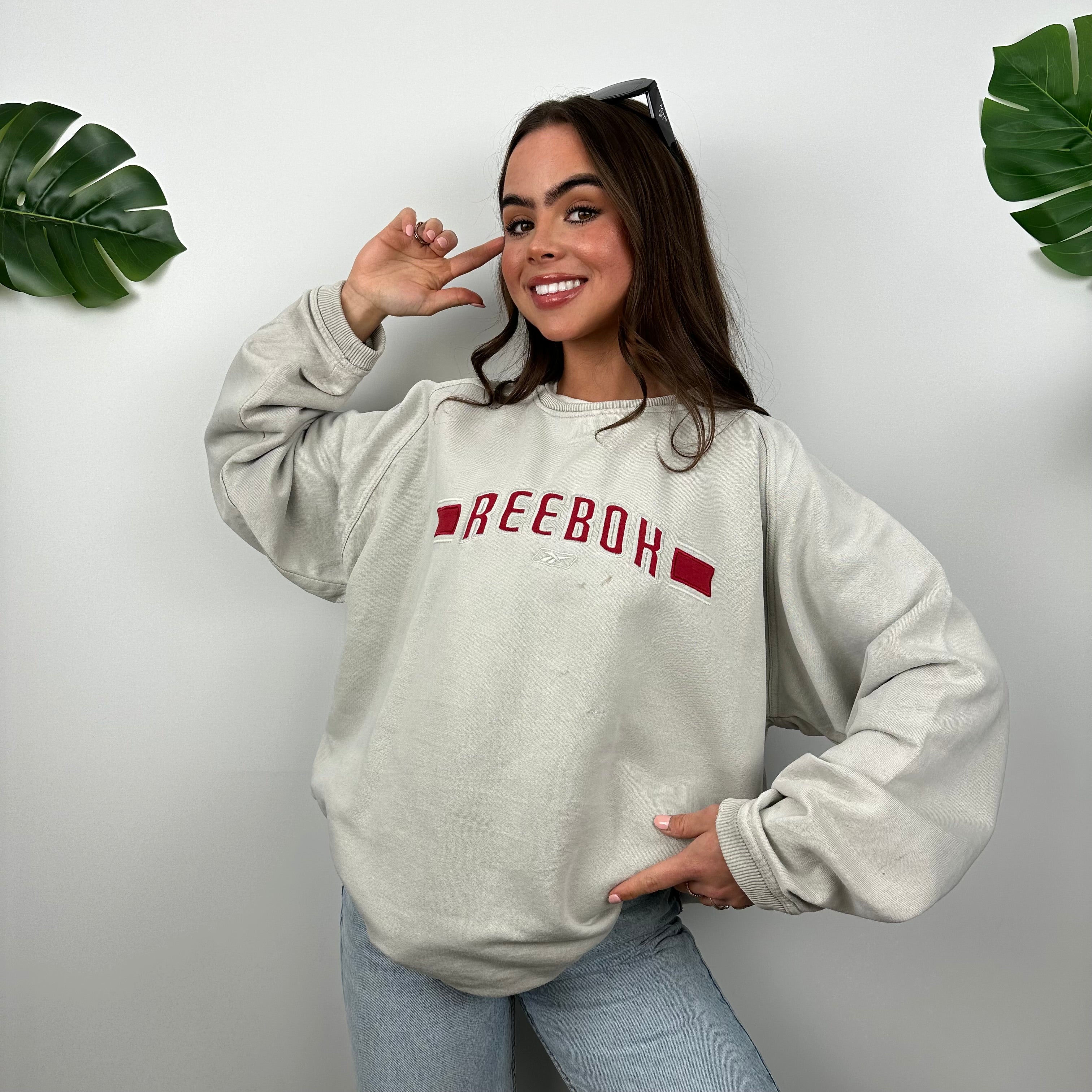 Reebok Grey Embroidered Spell Out Sweatshirt (L)