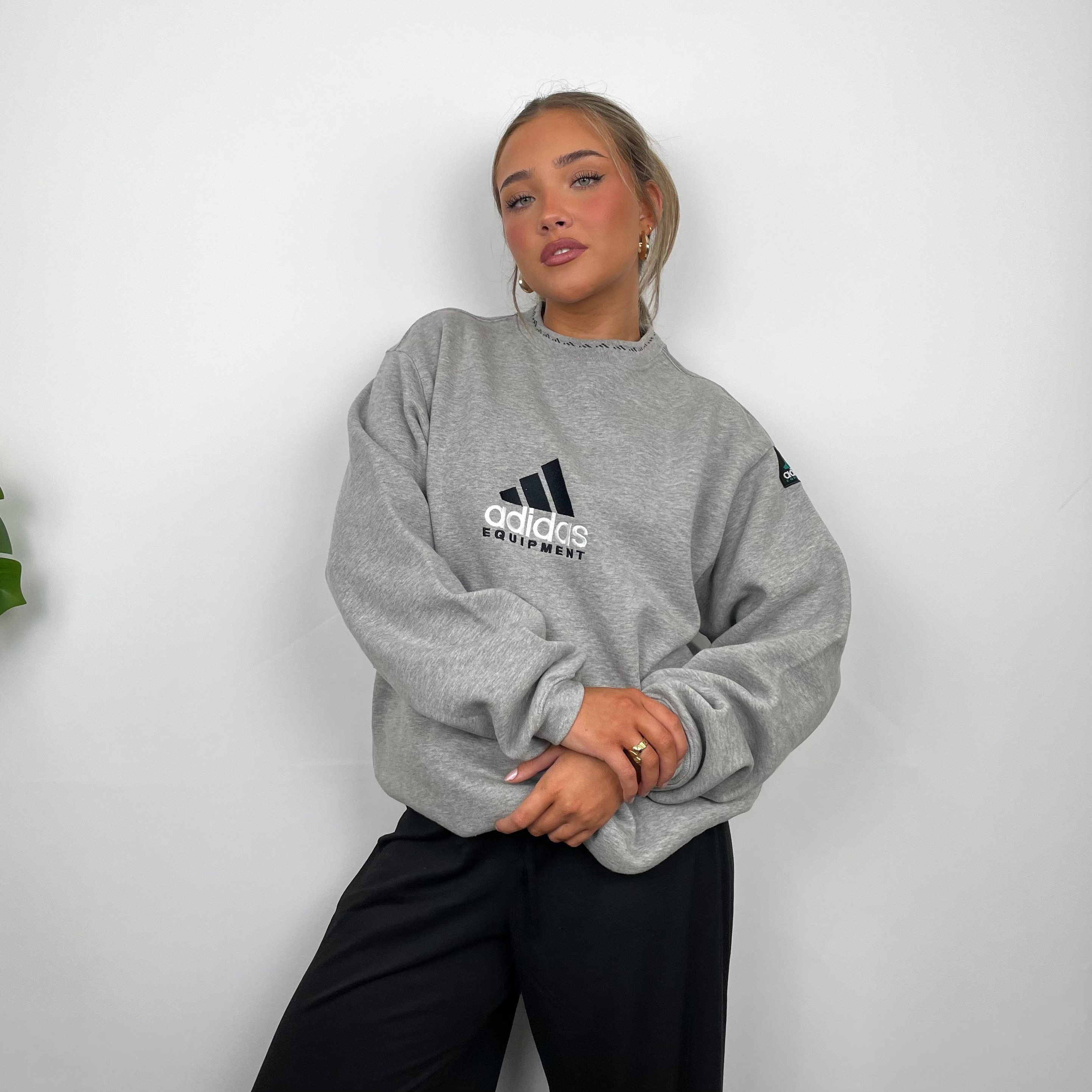 Adidas Equipment RARE Grey Embroidered Spell Out Sweatshirt (L)